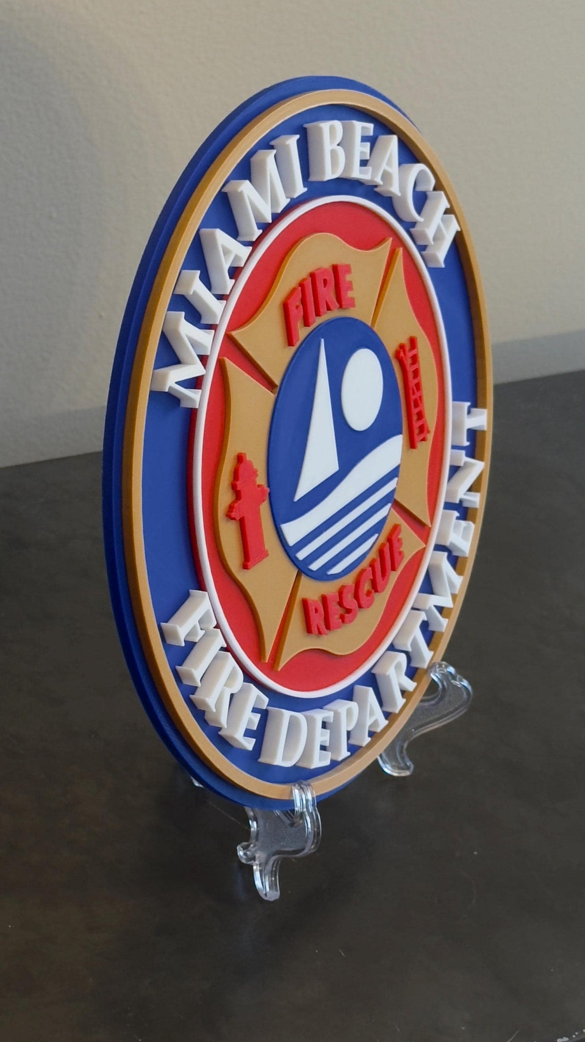 Miami Beach Fire Department 3D Display Plaque: First Responder Display Plaque Florida