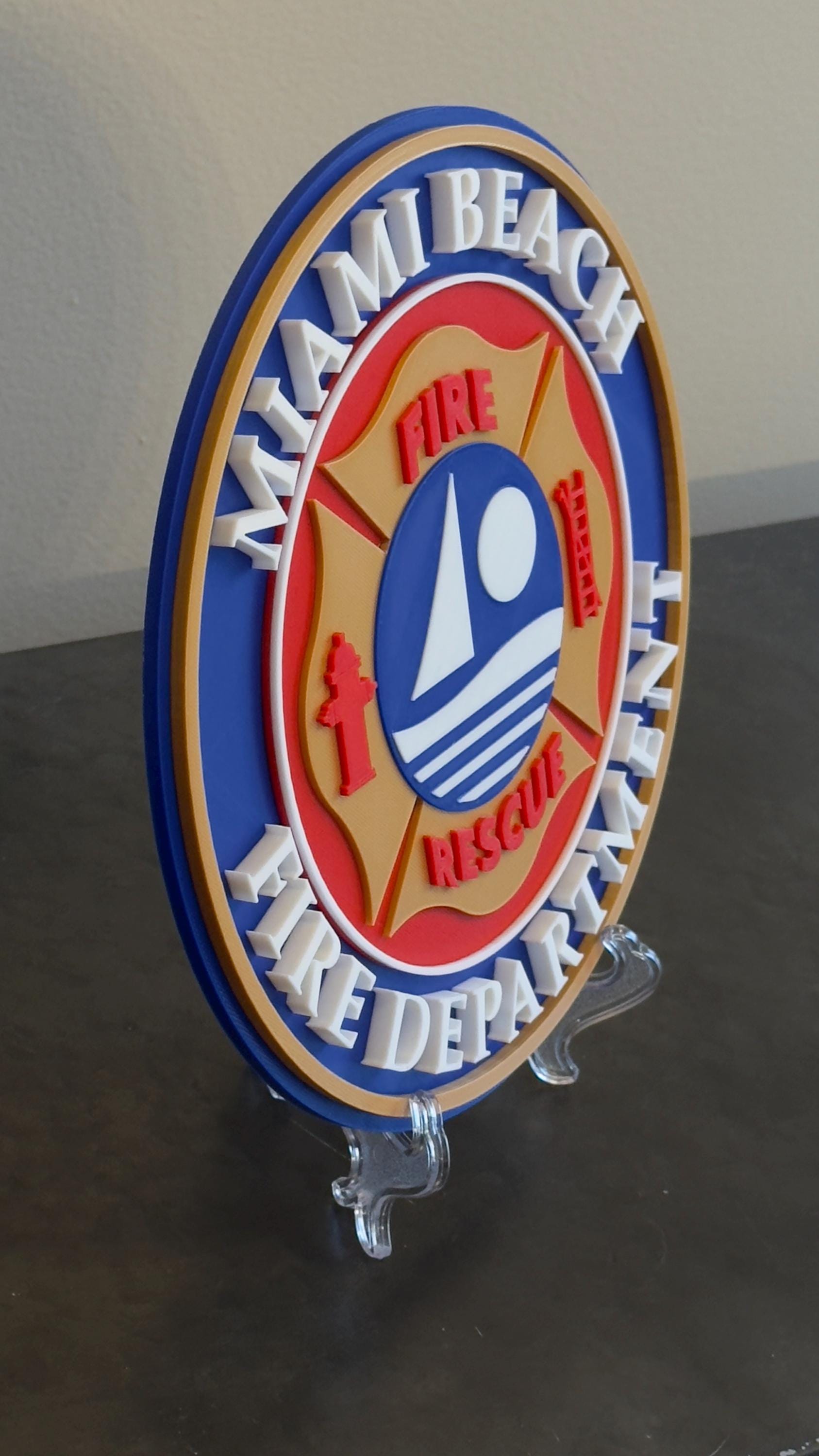Miami Beach Fire Department 3D Plaque: First Responder Wall Art Florida