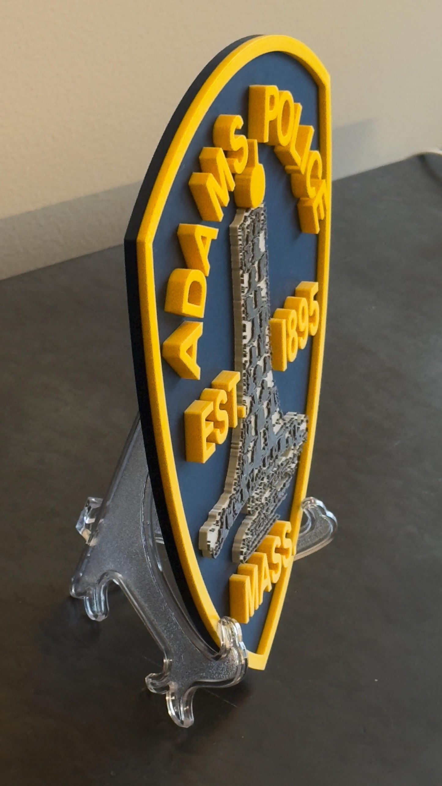 Police Department Plaque: Adams MA 3D Embossed - Wall Display Massachusetts