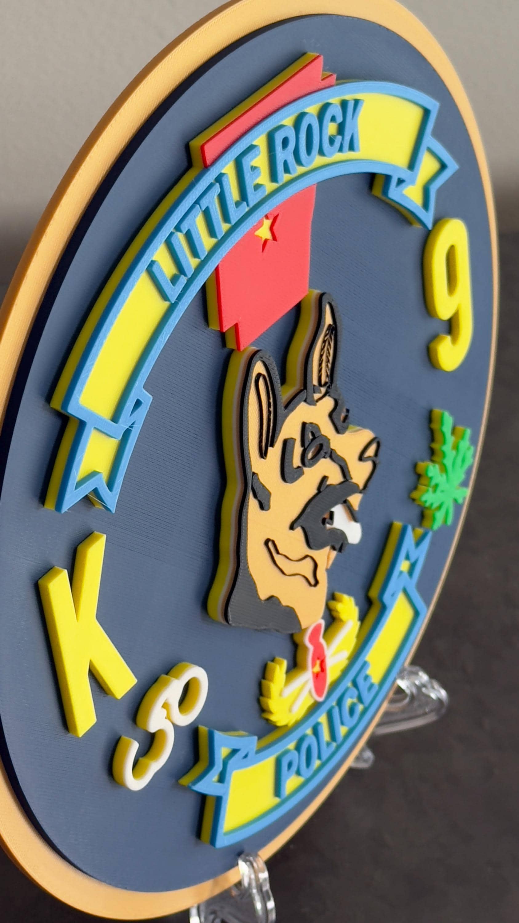 Little Rock K9 Police 3D Embossed Plaque: First Responder Wall Art Arkansas