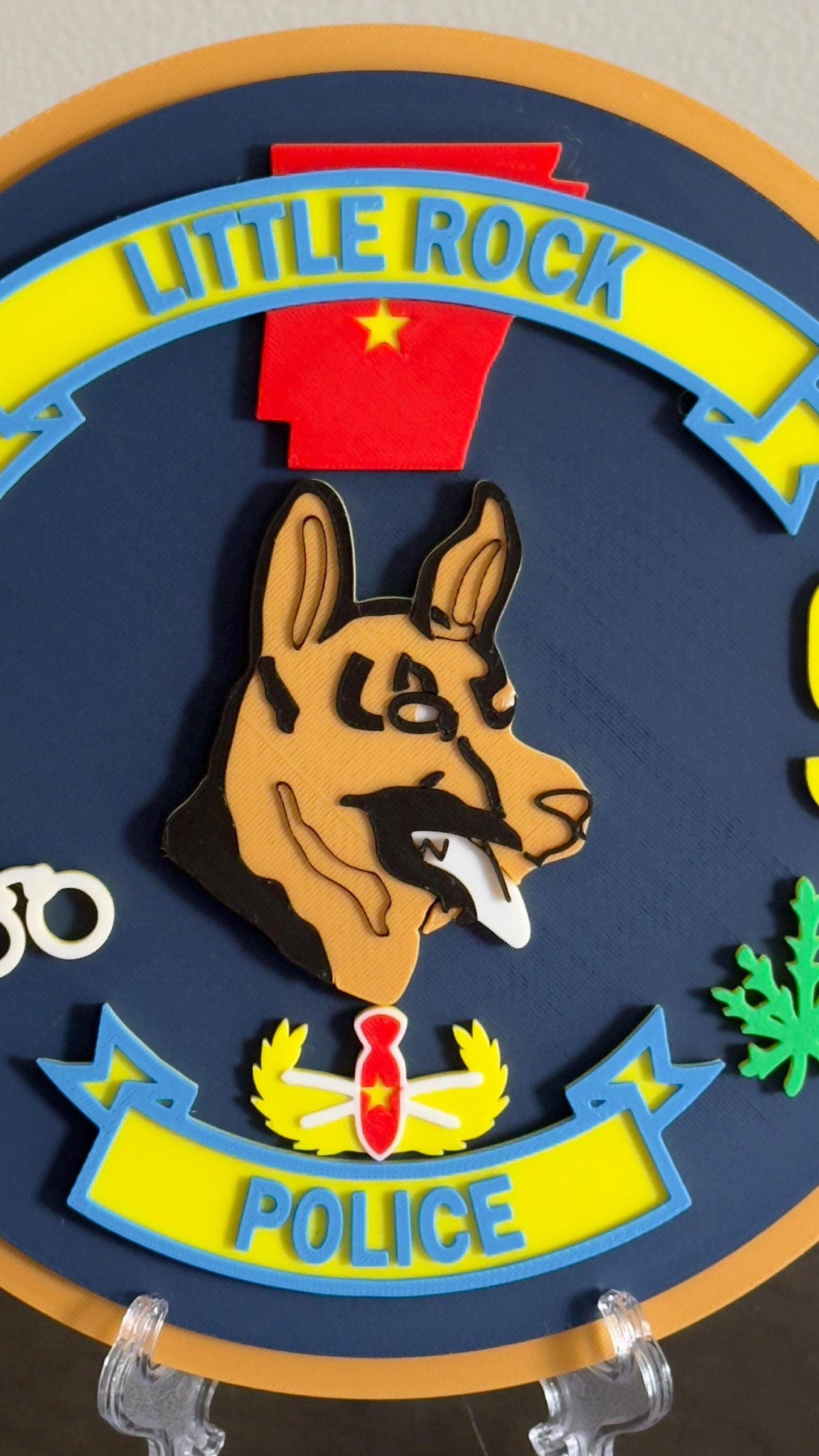 Little Rock K9 Police 3D Embossed Plaque: First Responder Wall Art Arkansas