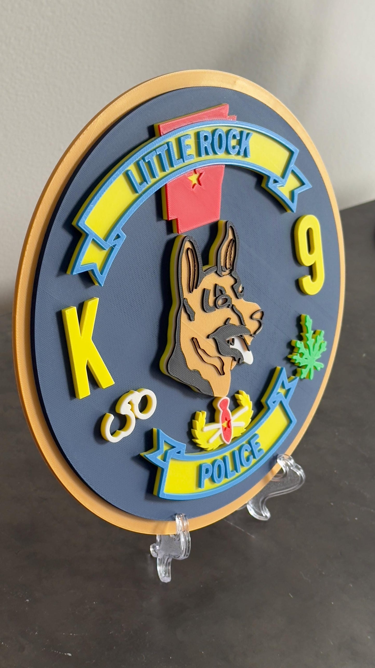 Little Rock K9 Police 3D Embossed Plaque: First Responder Wall Art Arkansas