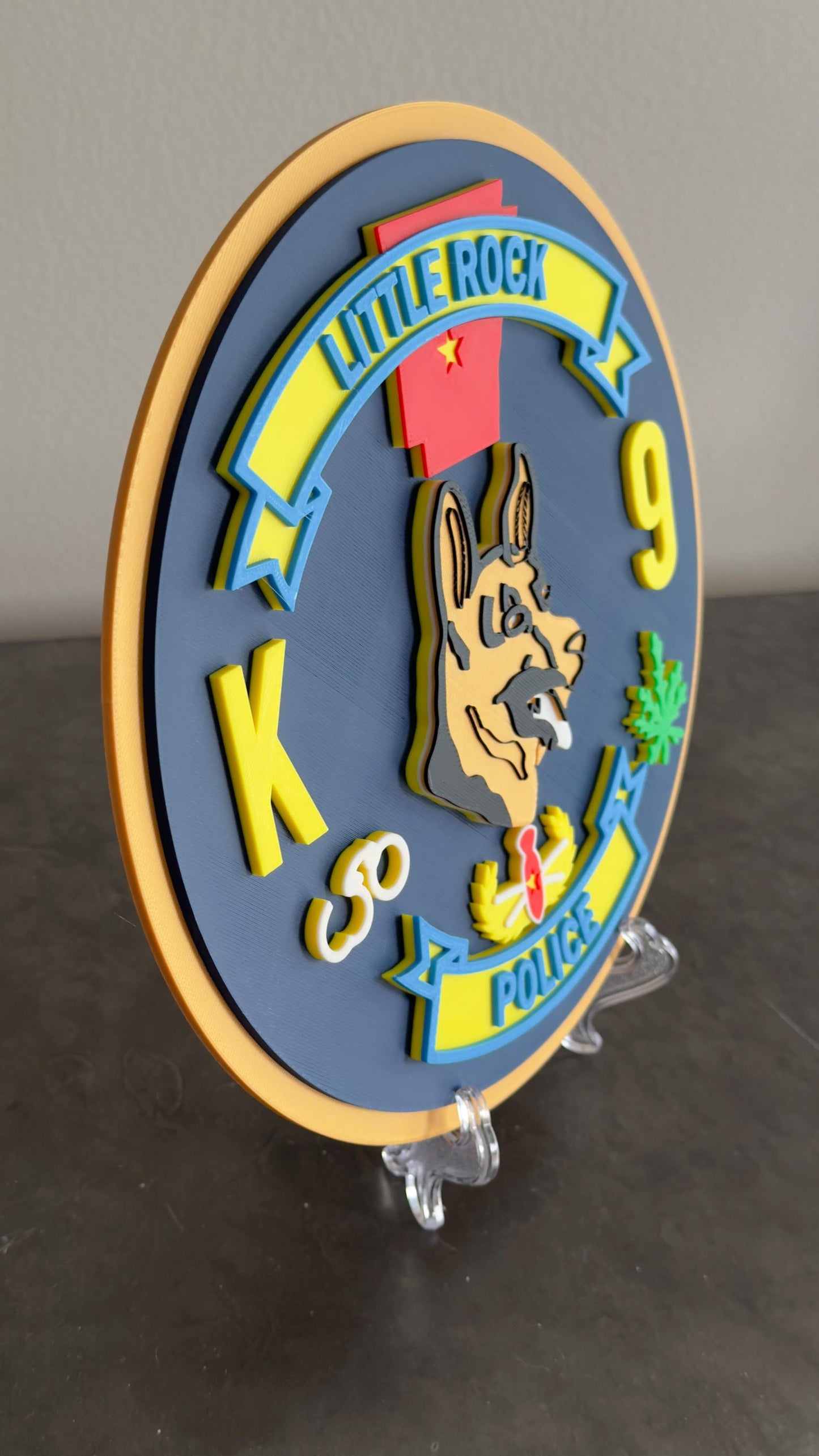 Little Rock K9 Police 3D Embossed Plaque: First Responder Wall Art Arkansas