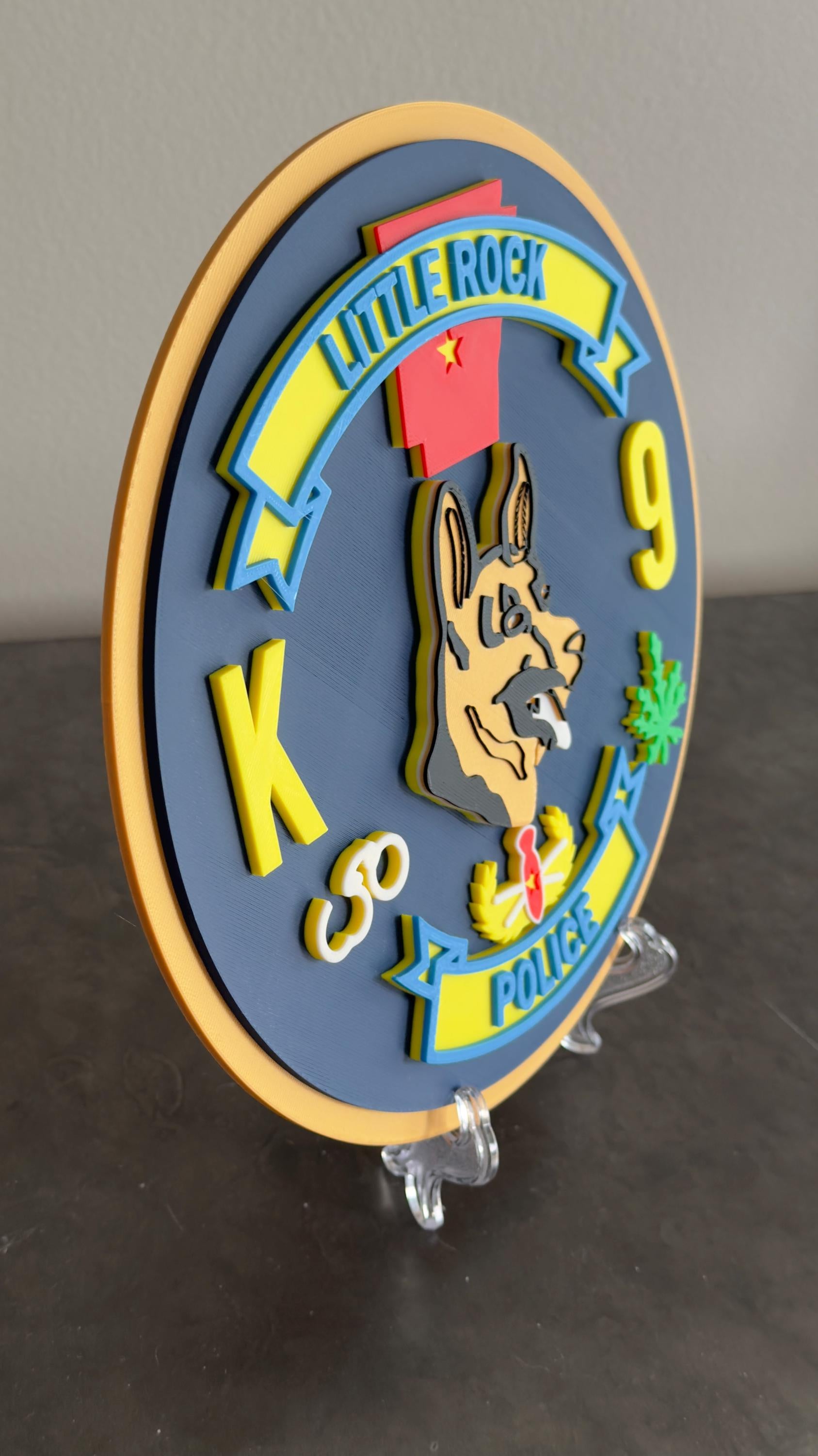 Little Rock K9 Police 3D Embossed Plaque: First Responder Wall Art Arkansas