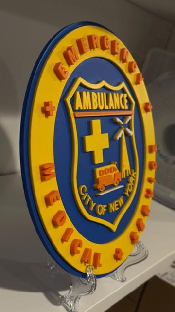 Old School EMS Logo Plaque: 3D First Responder Wall Art NY Display Plaque NYCEMS