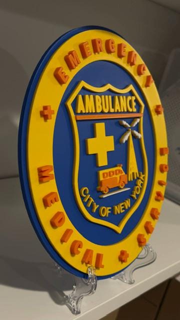 Old School EMS Logo Plaque: 3D First Responder Wall Art NY Display Plaque NYCEMS