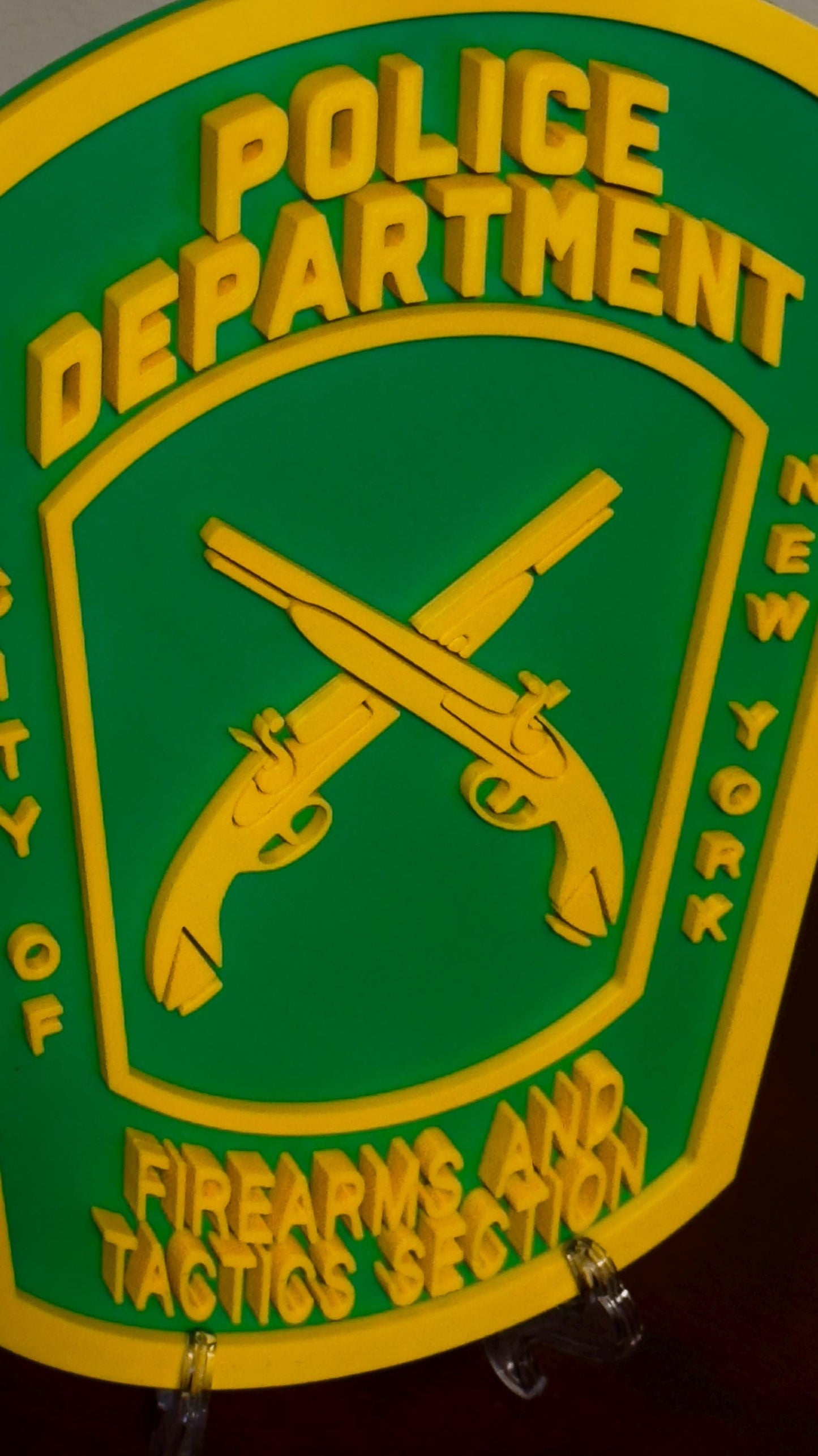 NYPD Firearms & Tactics Plaque: 3D Embossed Police Logo Display