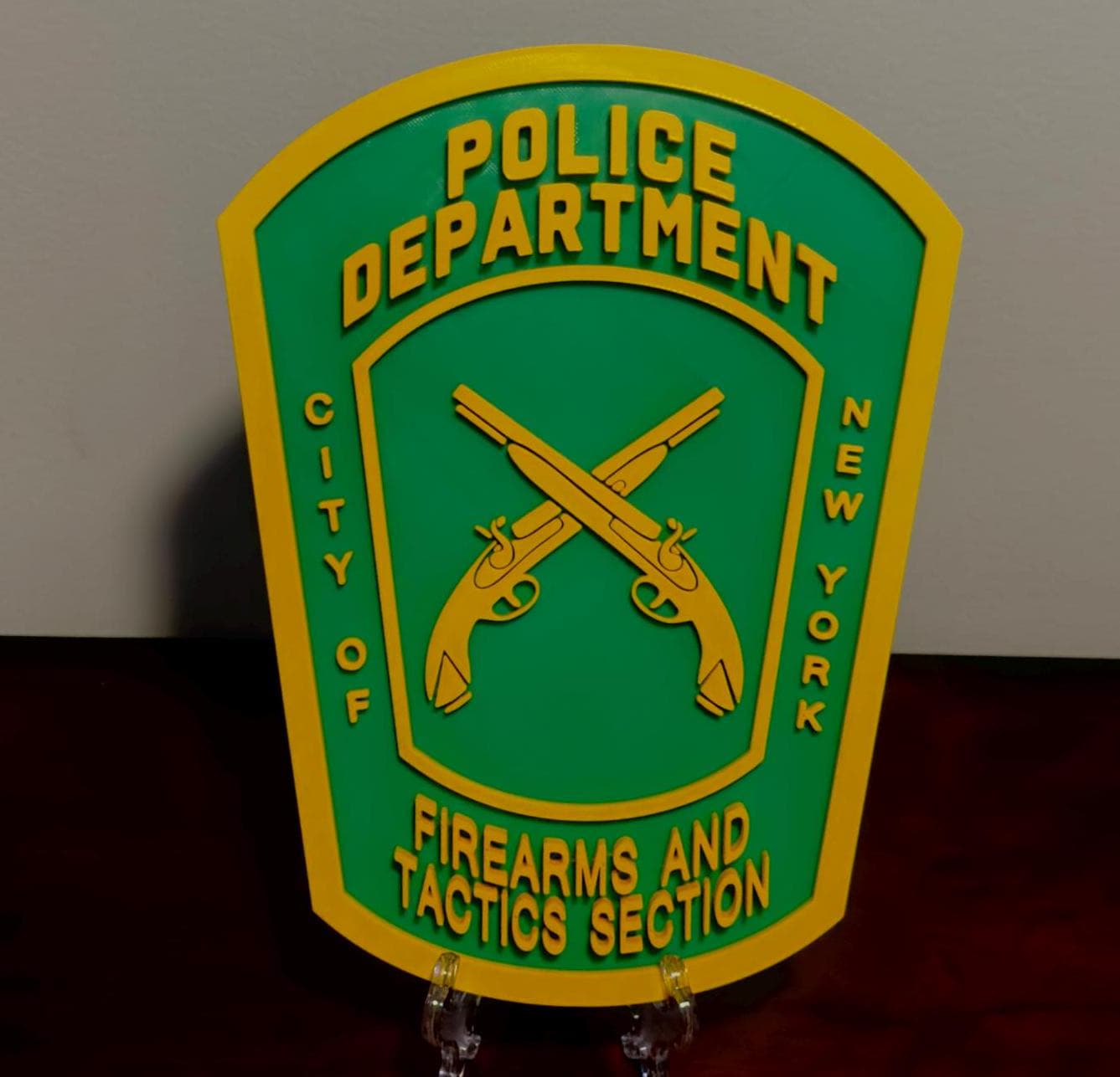 NYPD Firearms & Tactics Plaque: 3D Embossed Police Logo Display