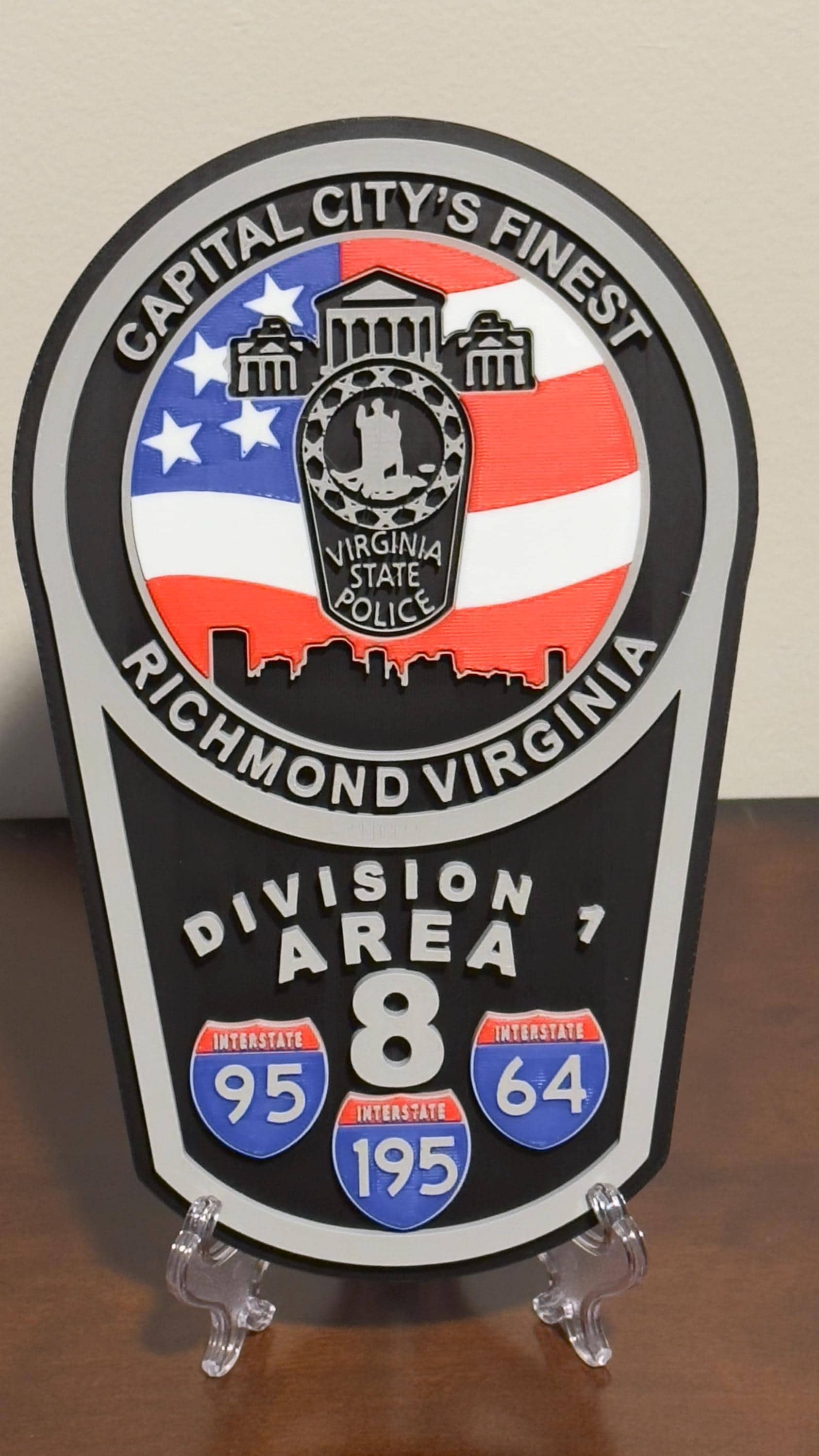 Virginia State Police Plaque: 3D Embossed First Responder Wall Art