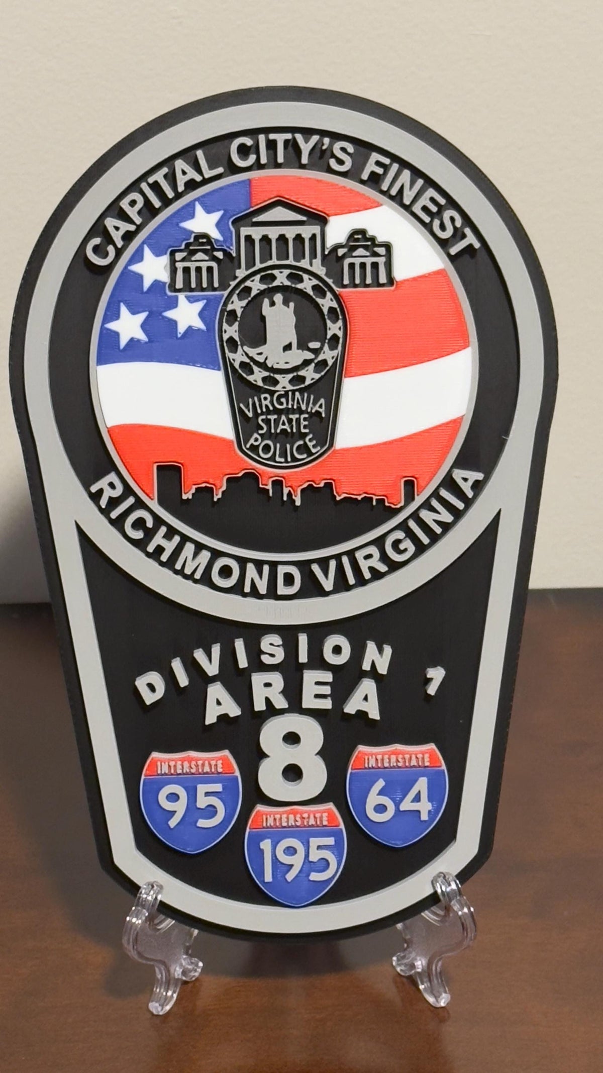 Virginia State Police Plaque: 3D Embossed First Responder Display Plaque