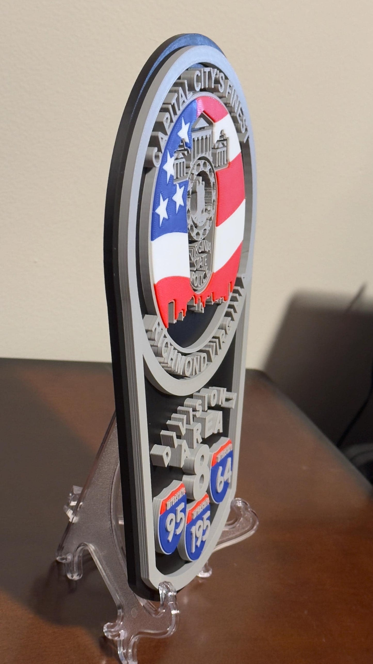 Virginia State Police Plaque: 3D Embossed First Responder Wall Art