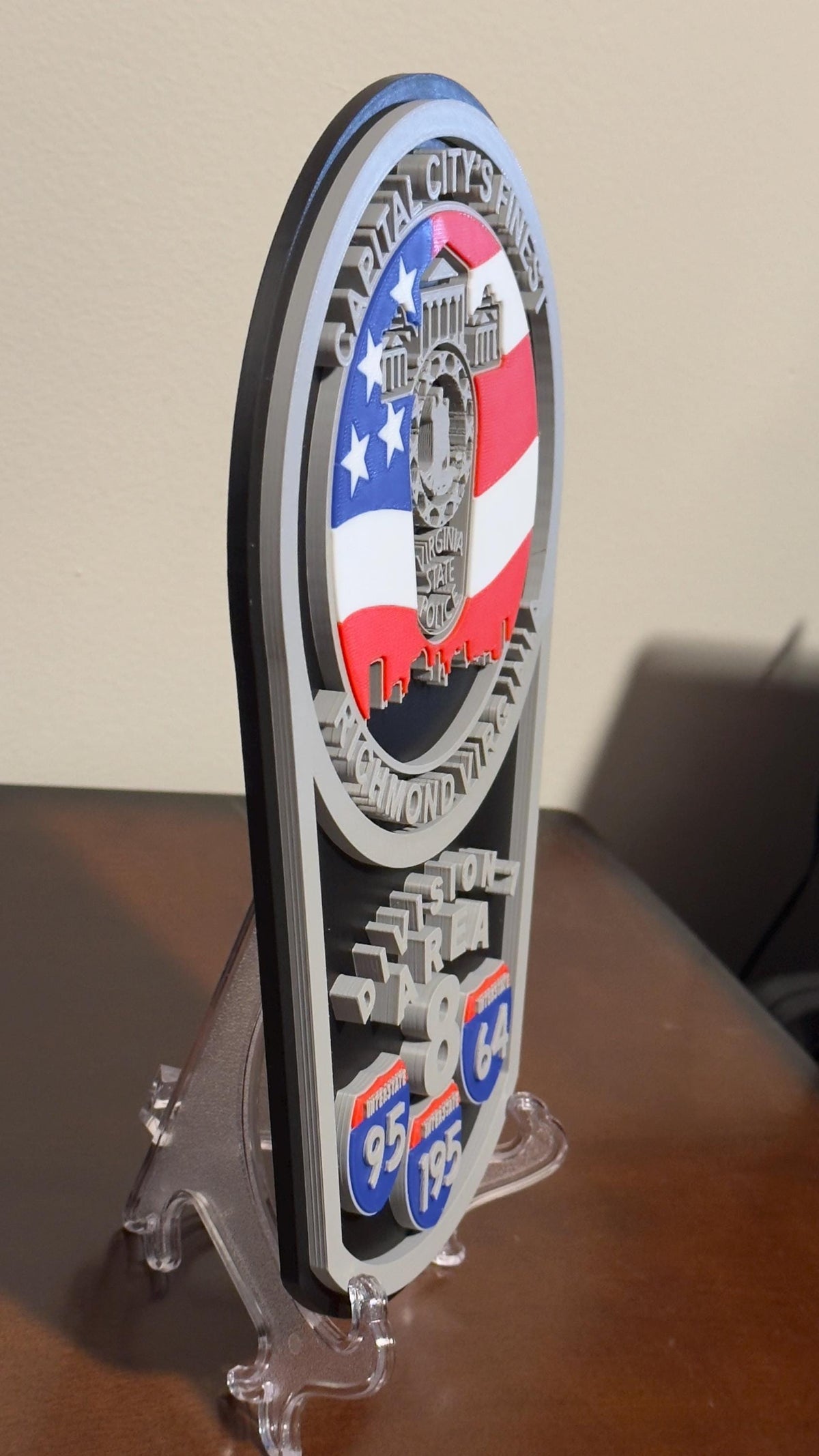 Virginia State Police Plaque: 3D Embossed First Responder Display Plaque