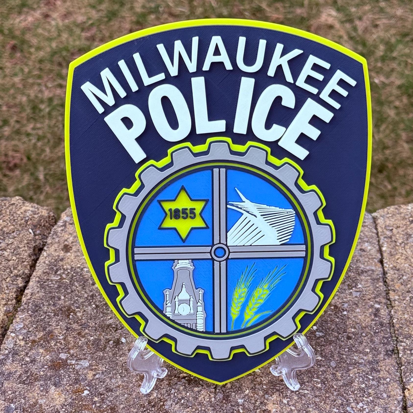 Milwaukee Police Department Logo Plaque: 3D Embossed First Responder Wall Art Wisconsin
