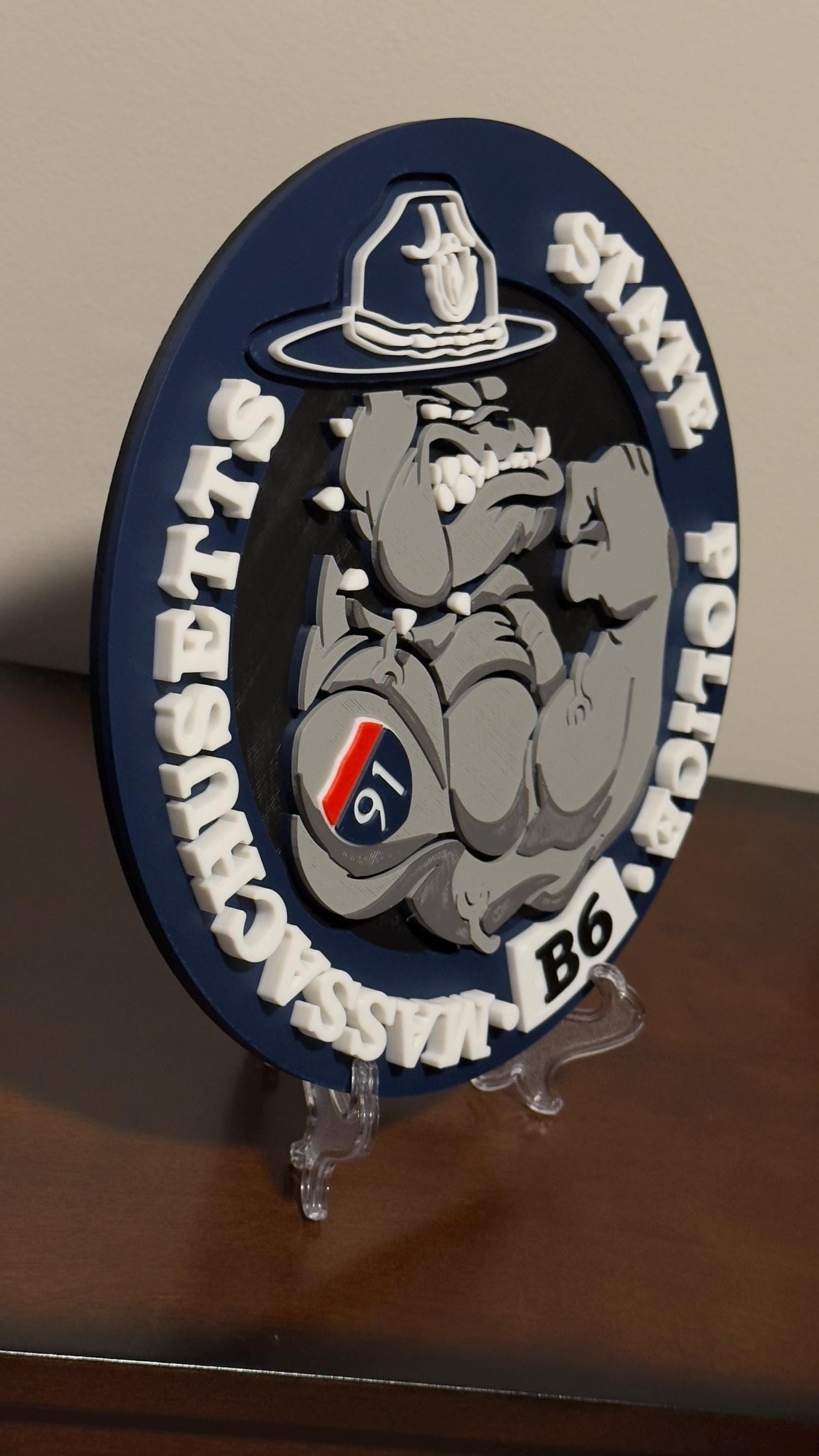 Massachusetts State Police Plaque: 3D Embossed First Responder Tribute