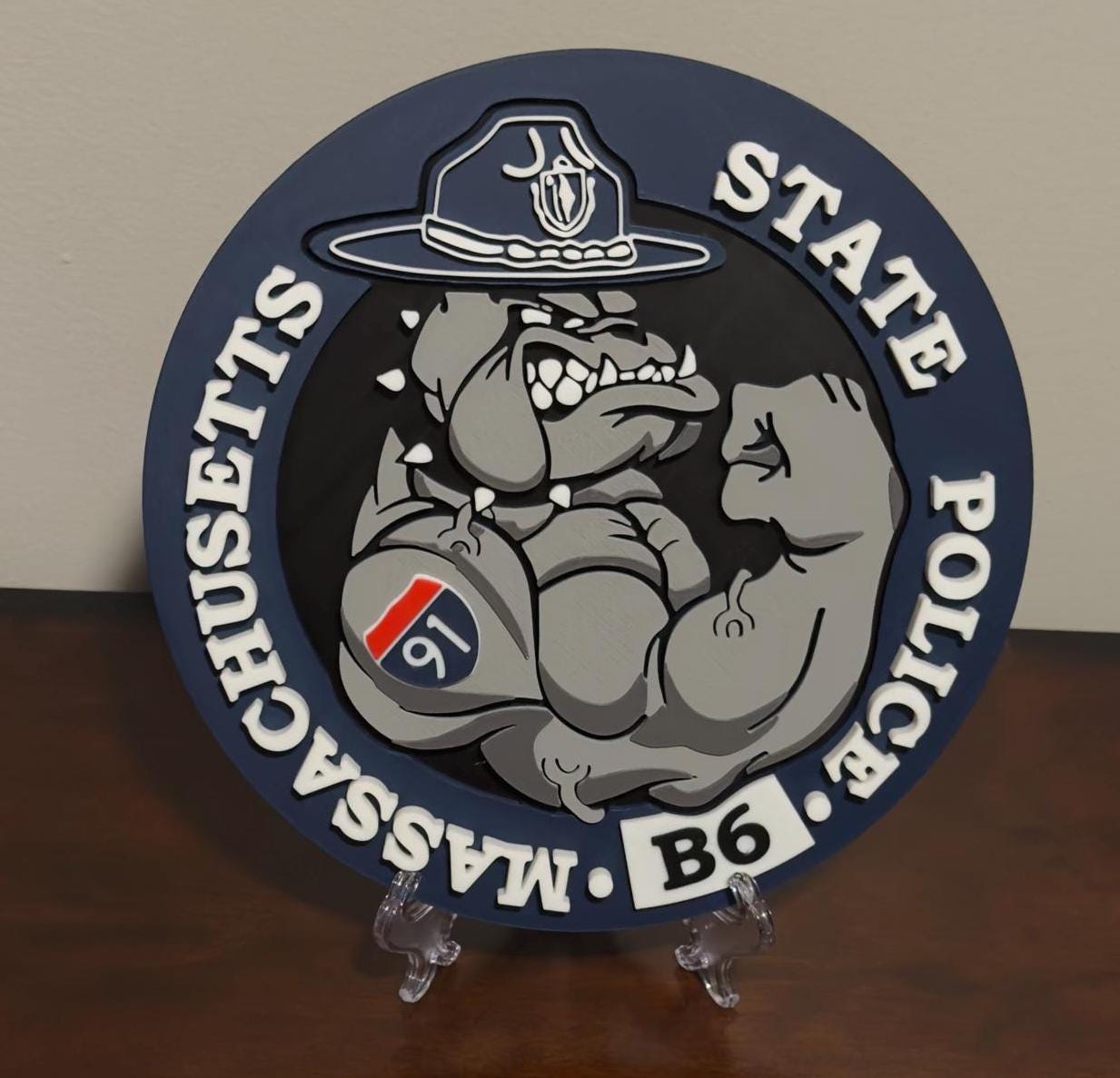 Massachusetts State Police Plaque: 3D Embossed First Responder Tribute