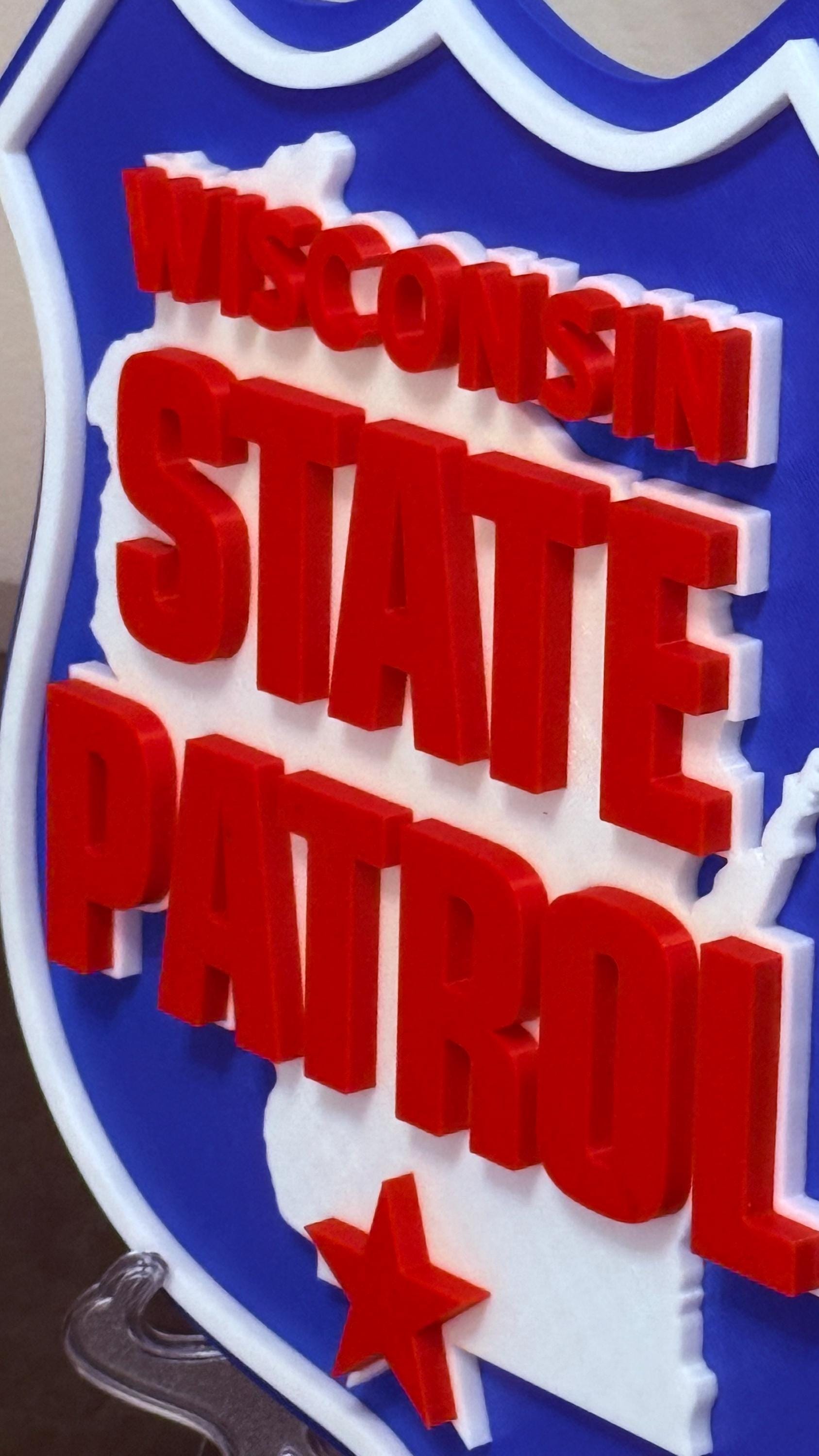 Wisconsin State Patrol Plaque: 3D Embossed First Responder Wall Art