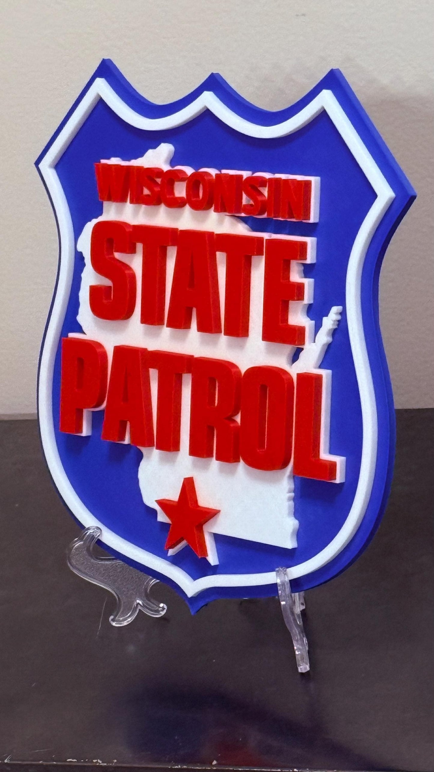 Wisconsin State Patrol Plaque: 3D Embossed First Responder Wall Art