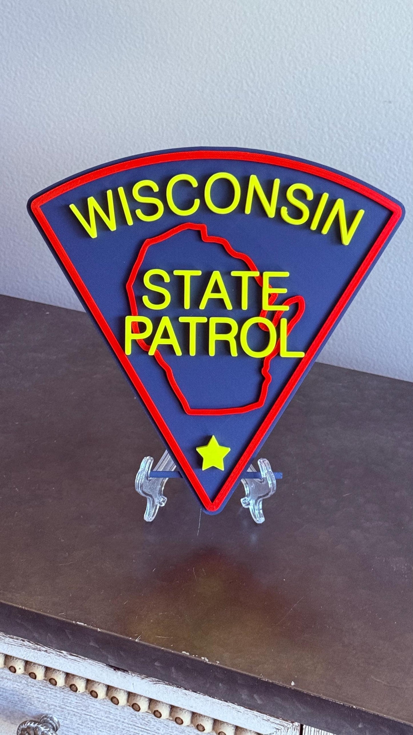 Wisconsin State Patrol 3D Embossed Plaque: First Responder Wall Art