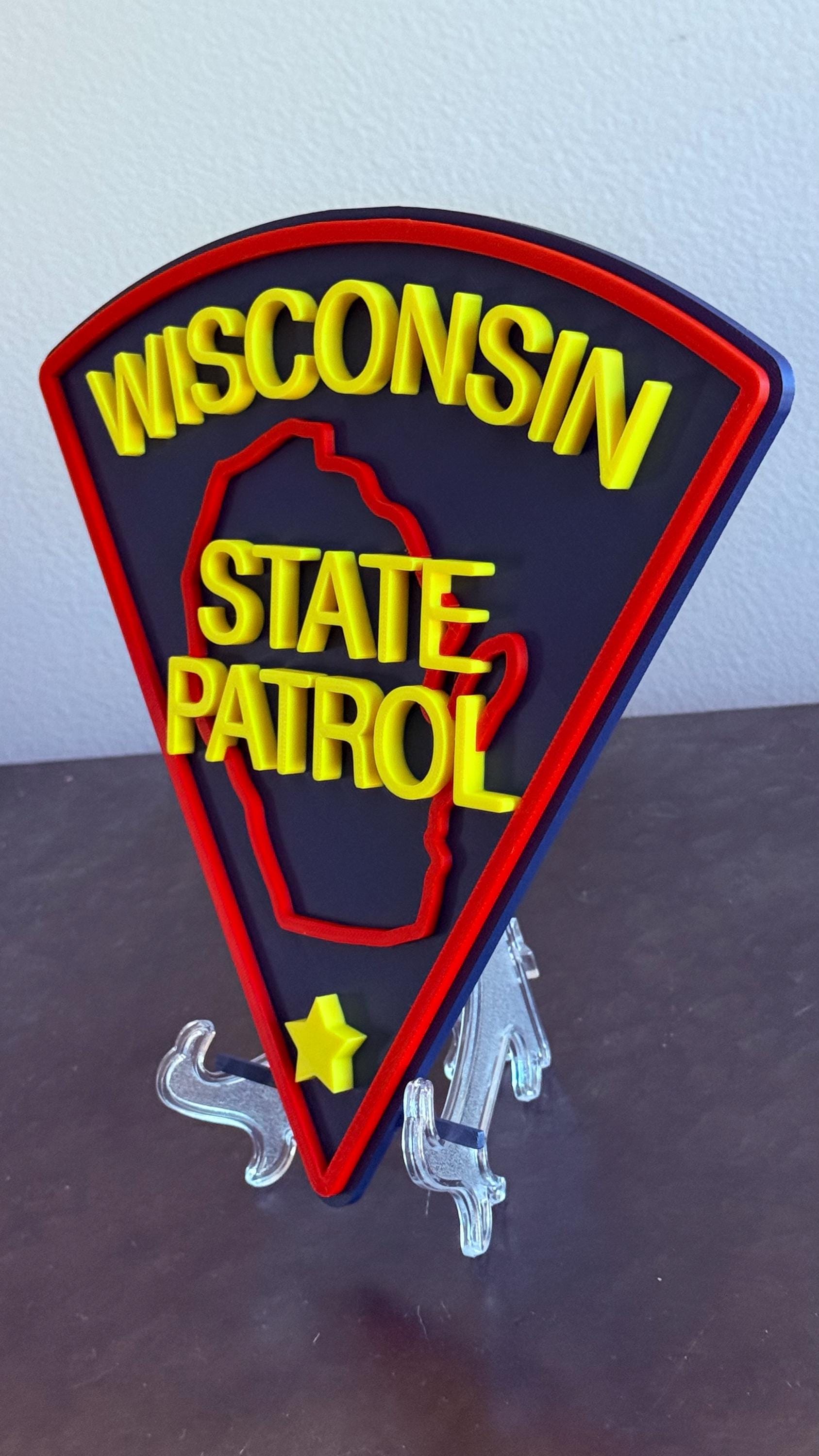 Wisconsin State Patrol 3D Embossed Plaque: First Responder Wall Art