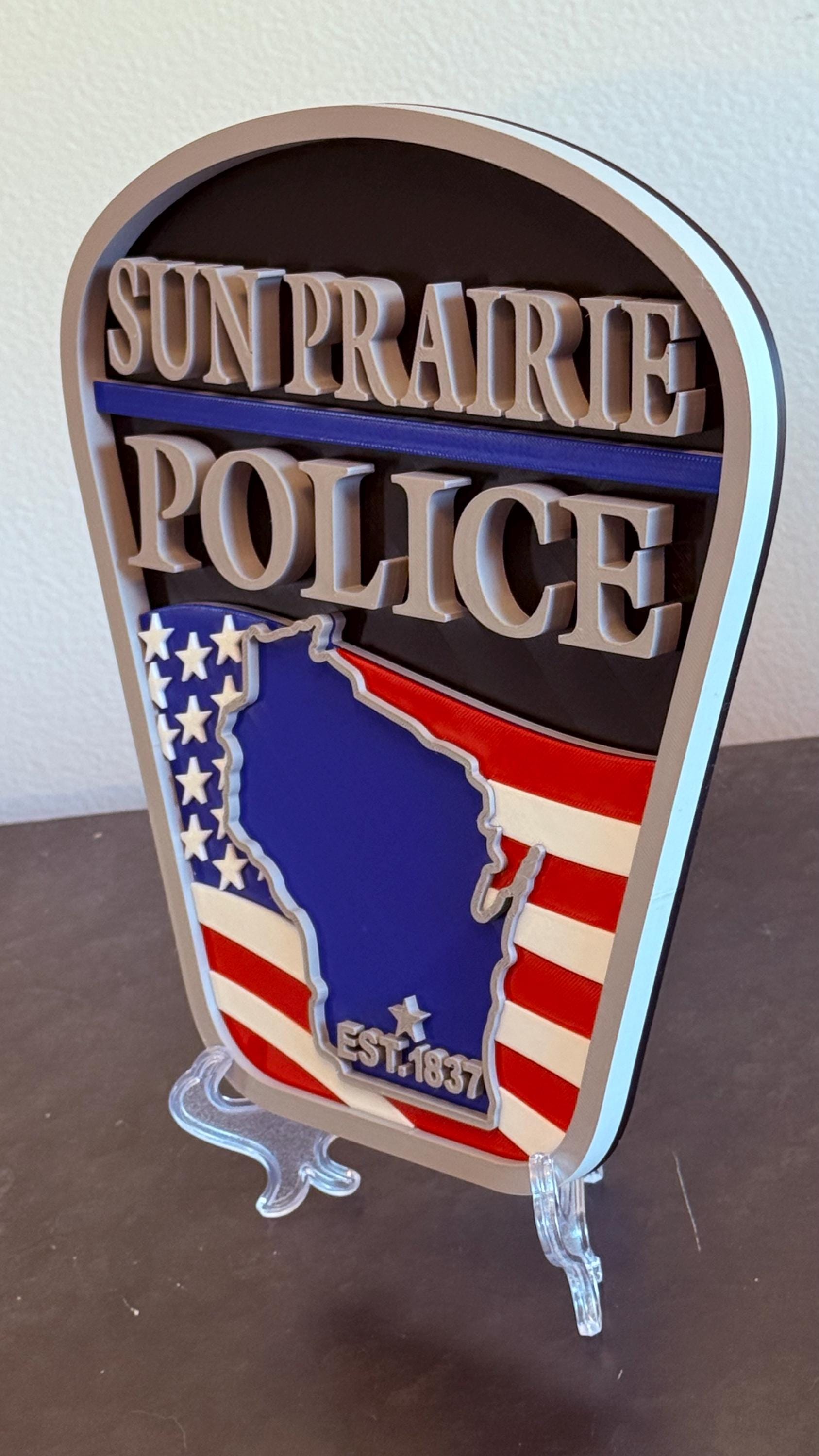 Sun Prairie Police Department 3D Embossed Plaque: First Responder Wall Art Wisconsin