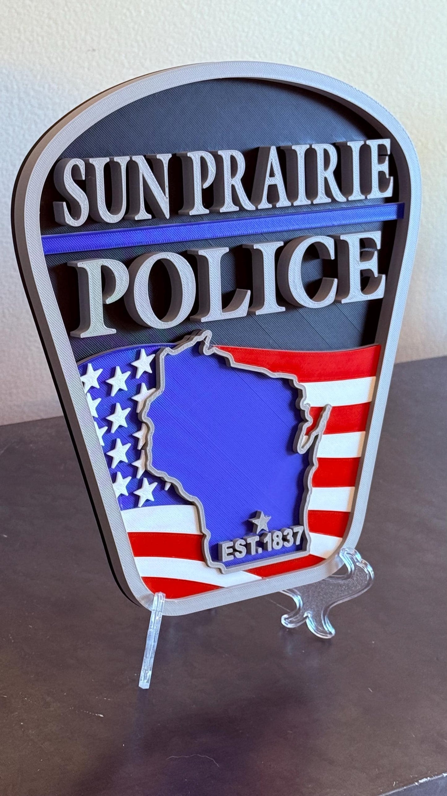 Sun Prairie Police Department 3D Embossed Plaque: First Responder Wall Art Wisconsin