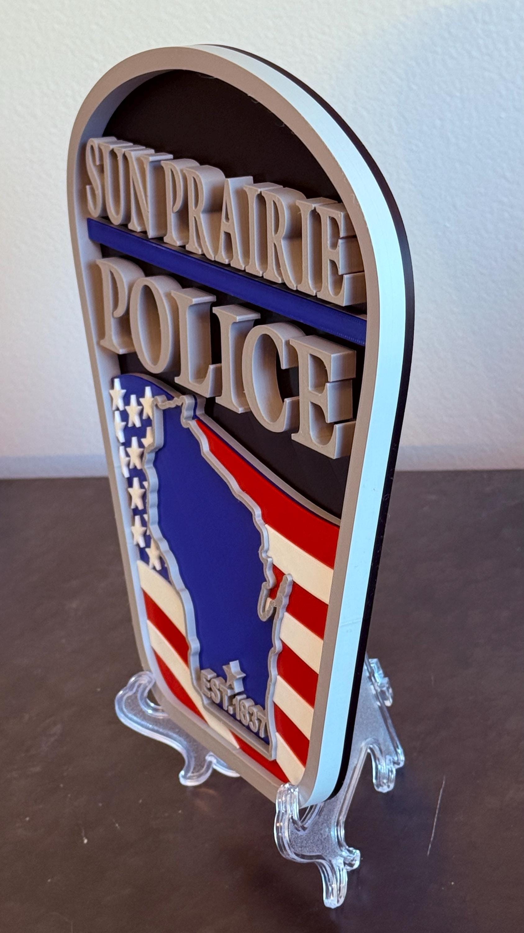 Sun Prairie Police Department 3D Embossed Plaque: First Responder Wall Art Wisconsin