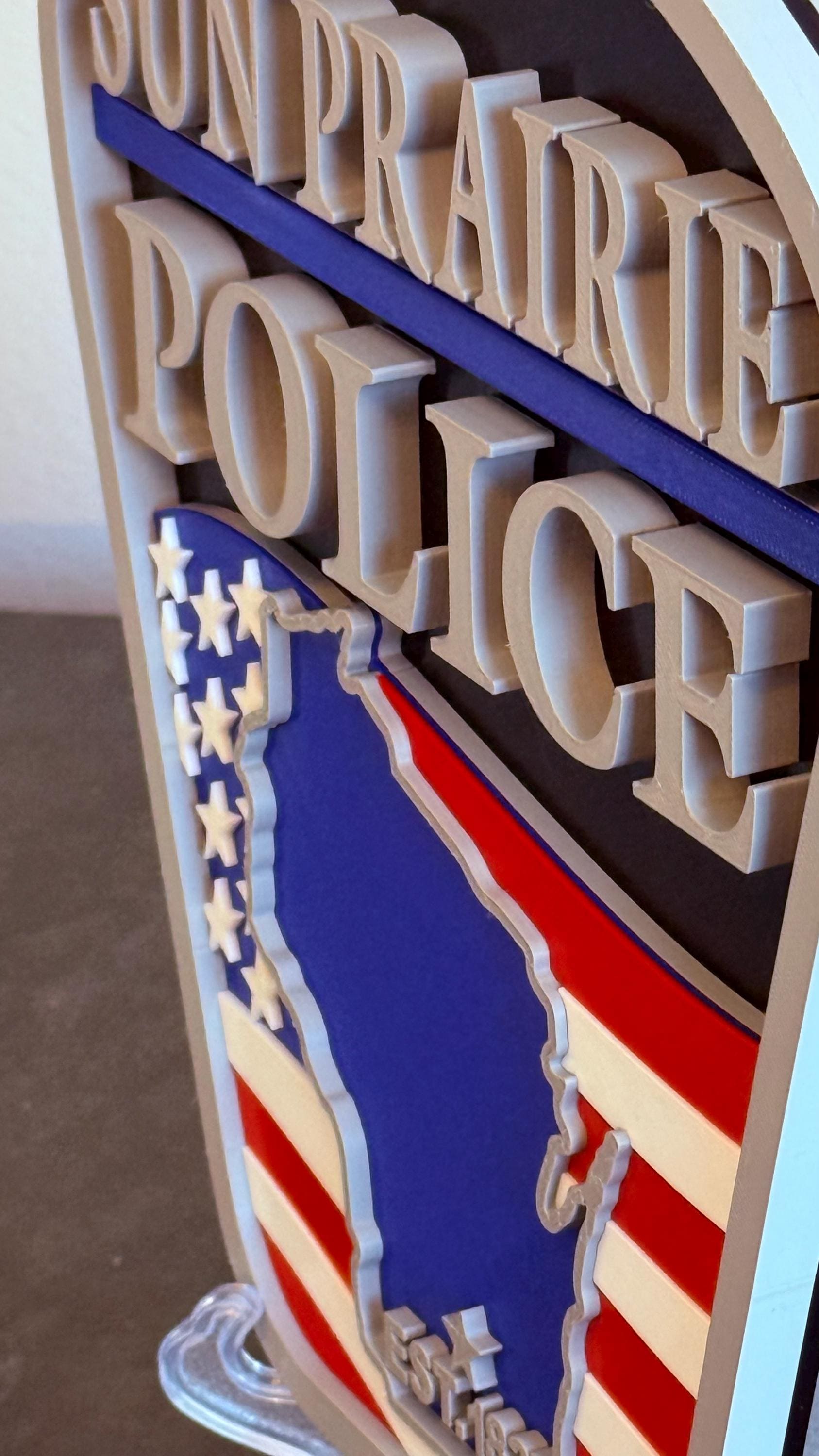 Sun Prairie Police Department 3D Embossed Plaque: First Responder Wall Art Wisconsin