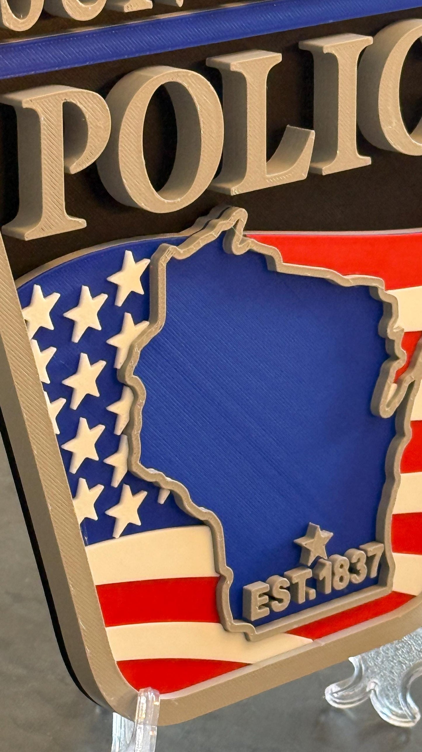 Sun Prairie Police Department 3D Embossed Plaque: First Responder Wall Art Wisconsin