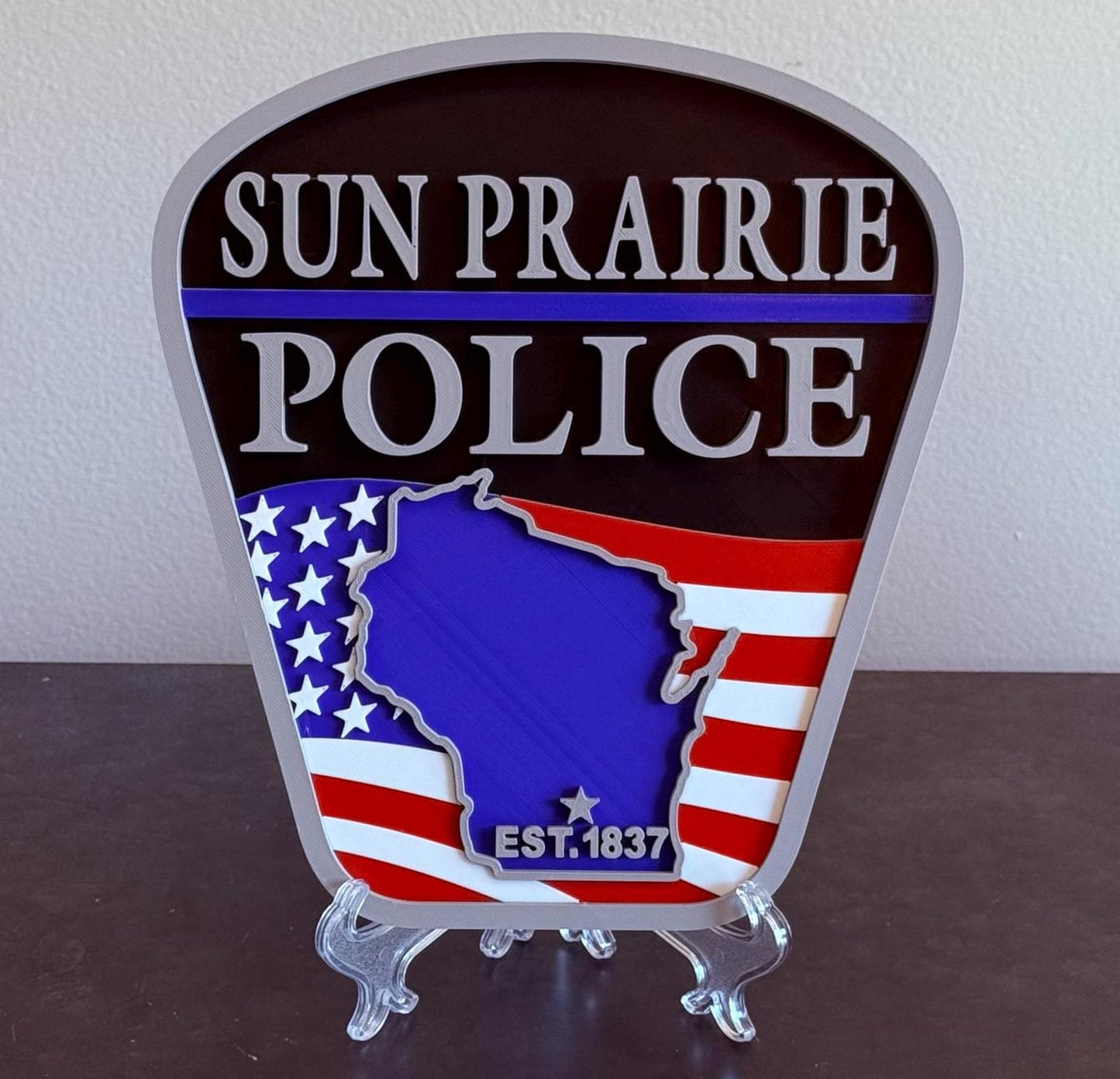 Sun Prairie Police Department 3D Embossed Plaque: First Responder Wall Art Wisconsin