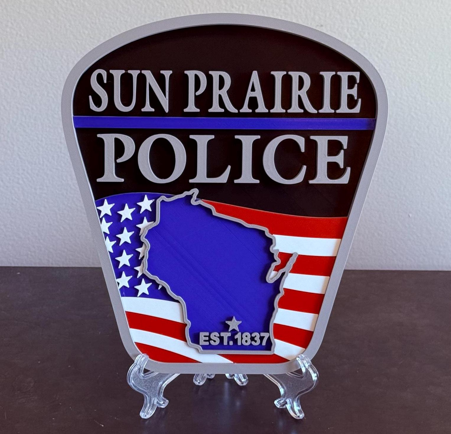 Sun Prairie Police Department 3D Embossed Plaque: First Responder Wall Art Wisconsin