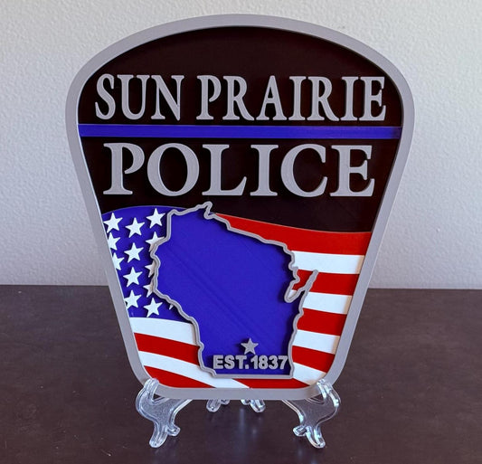 Sun Prairie Police Department 3D Embossed Plaque: First Responder Wall Art Wisconsin