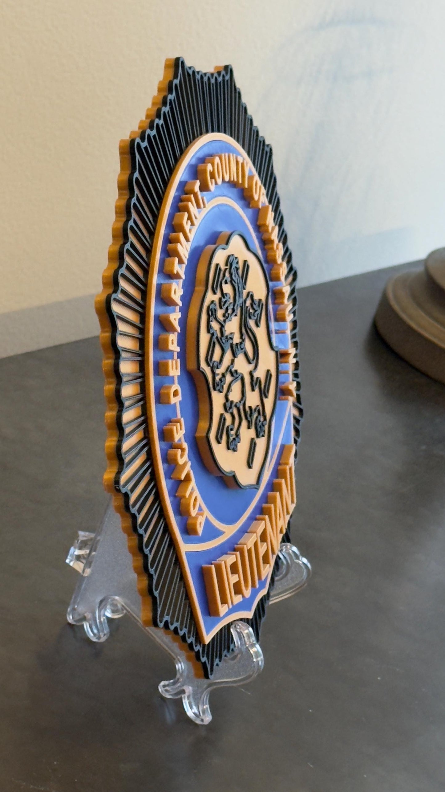 Nassau County Police Lieutenant Shield 3D Plaque New York