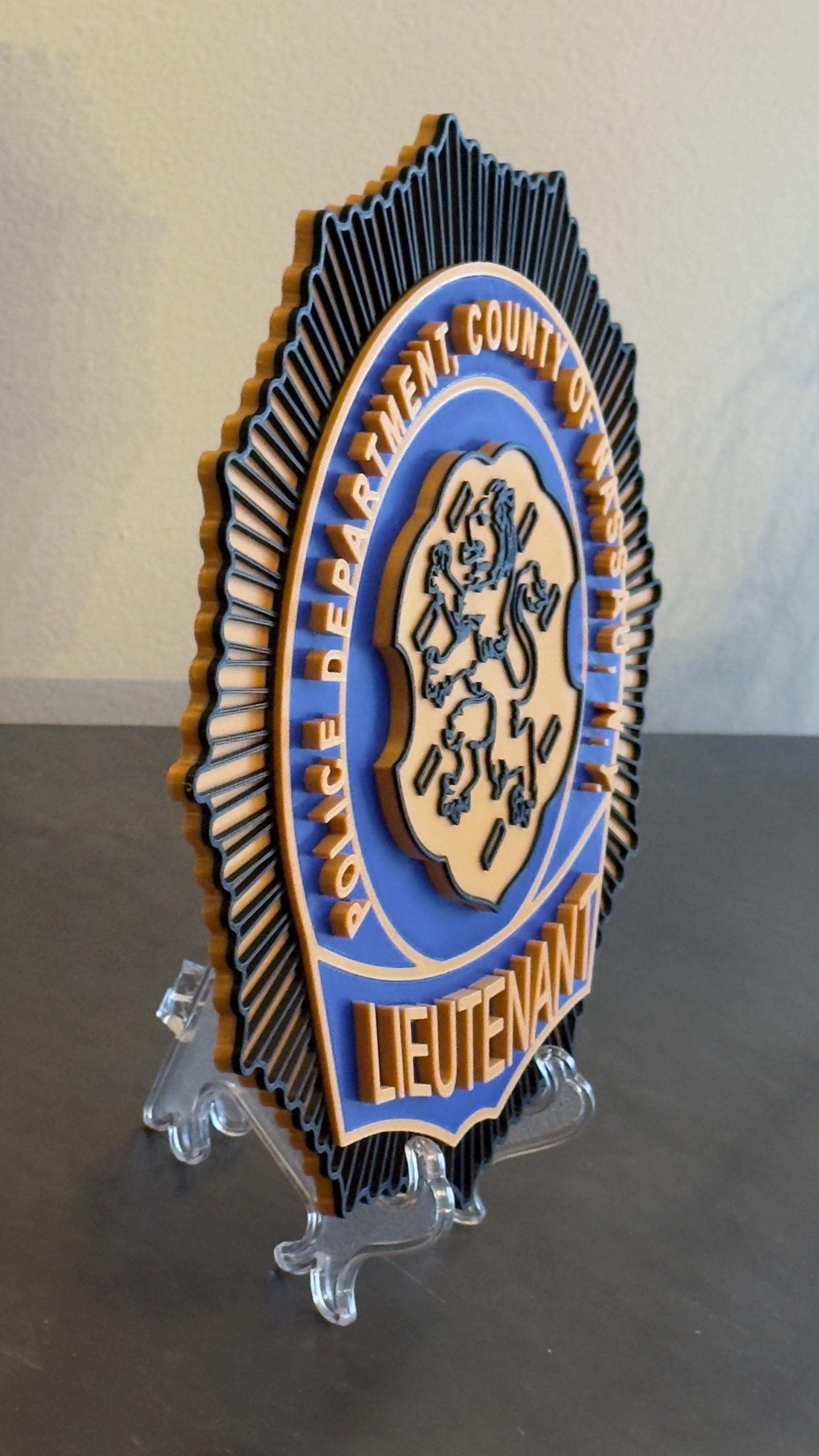 Nassau County Police Lieutenant Shield 3D Plaque New York