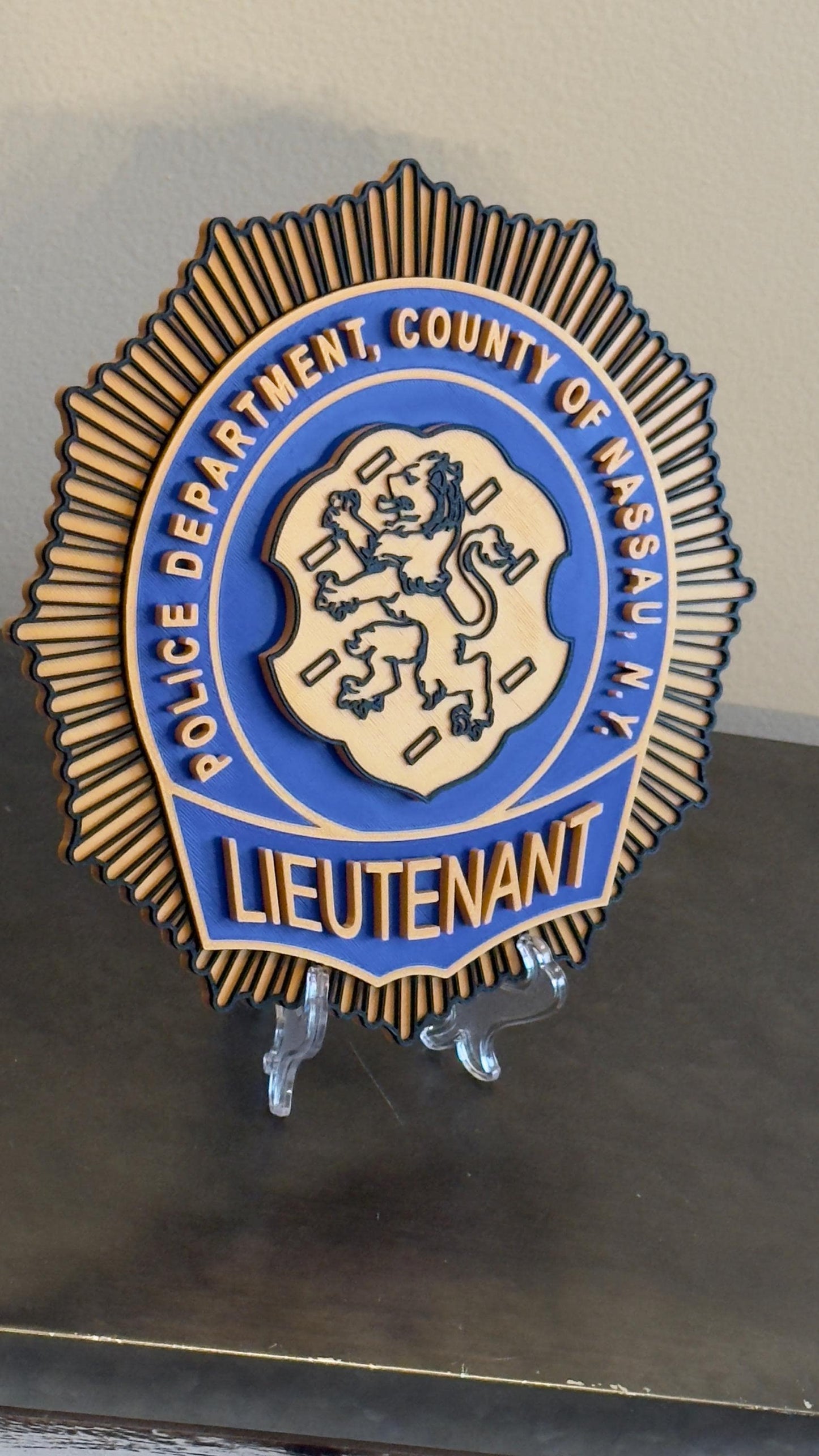 Nassau County Police Lieutenant Shield 3D Plaque New York