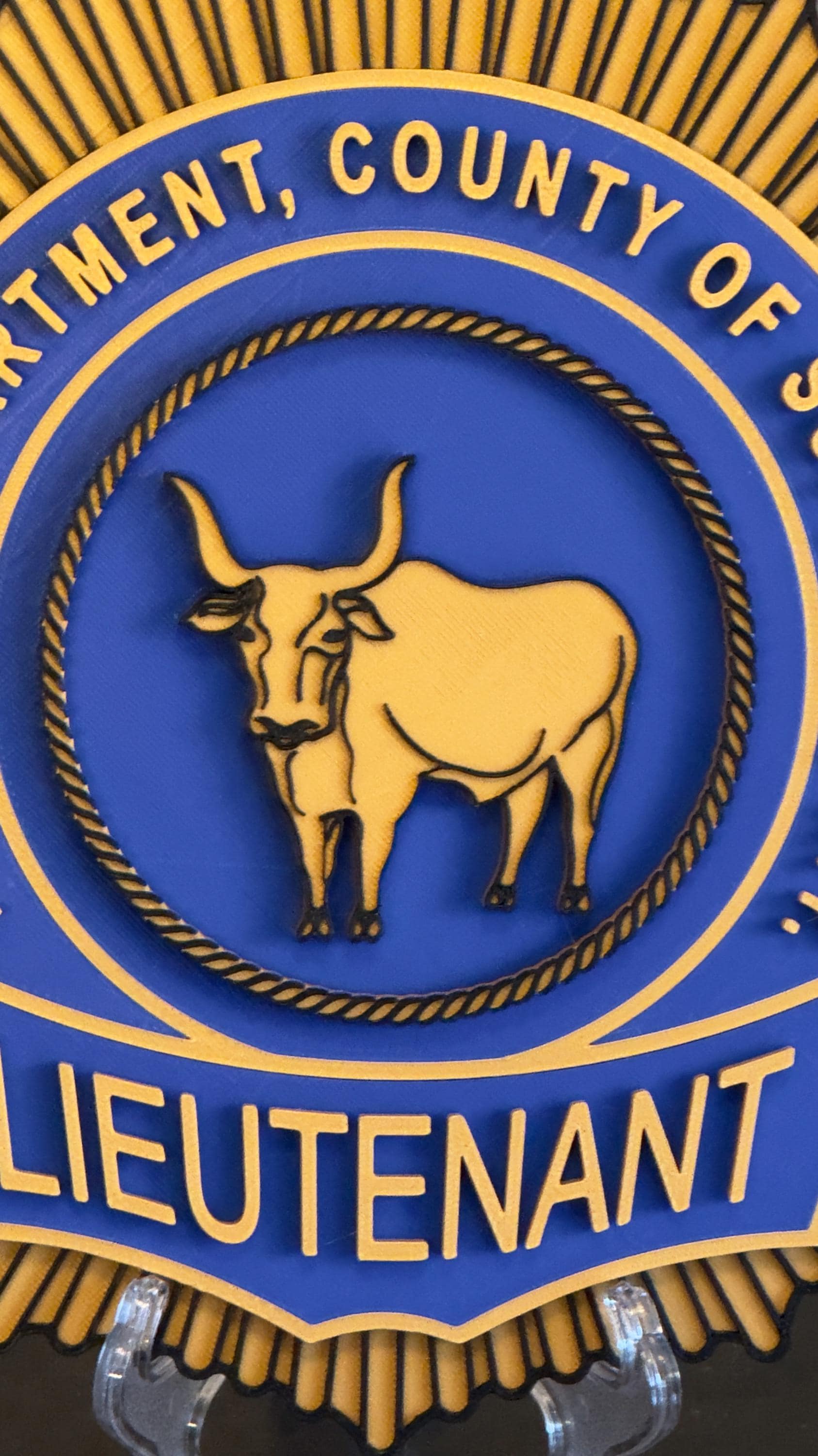 Suffolk County Police Lieutenant Shield: 3D Embossed Display Plaque New York