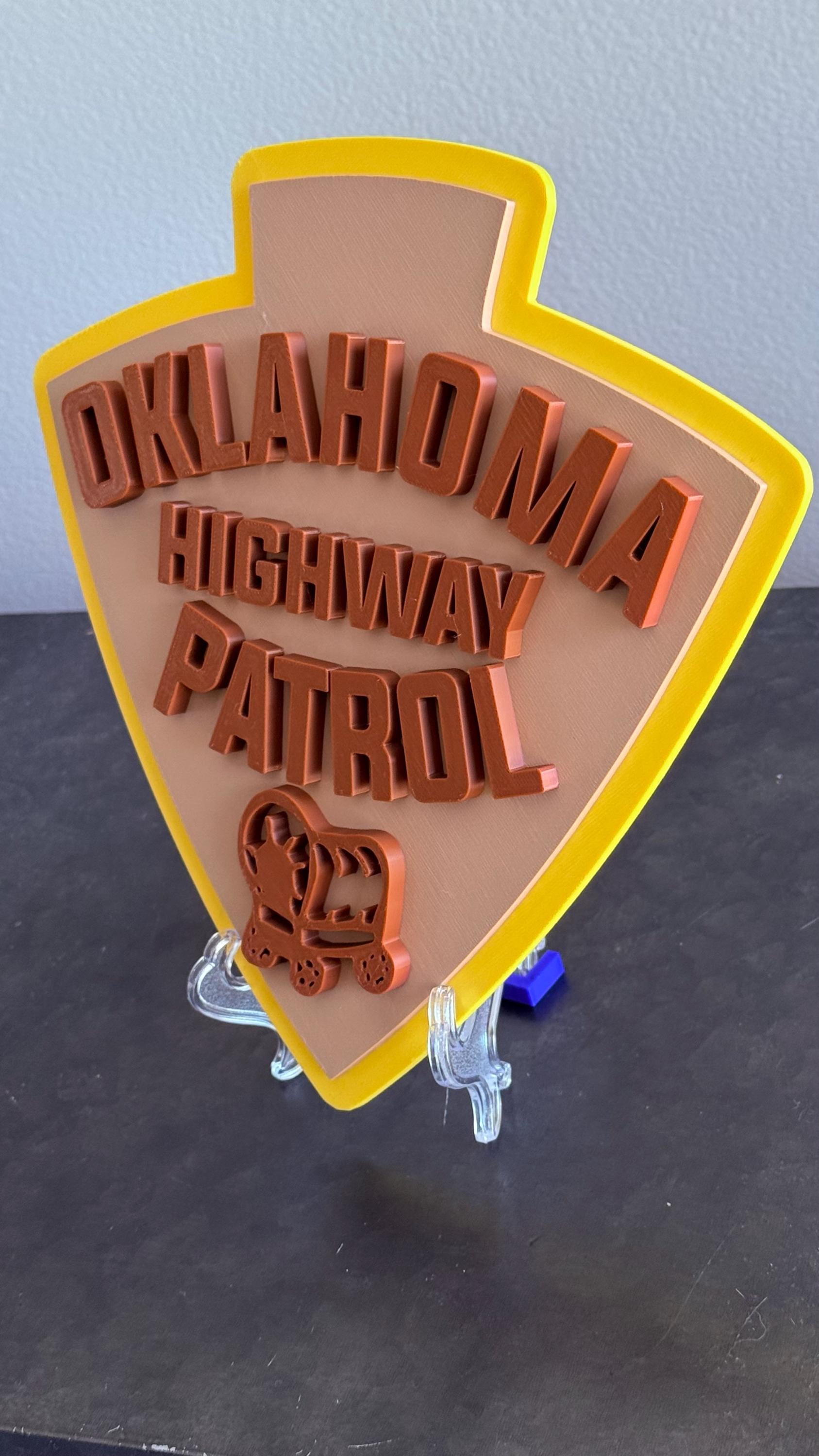 Oklahoma Highway Patrol 3D Embossed Plaque: First Responder Wall Art