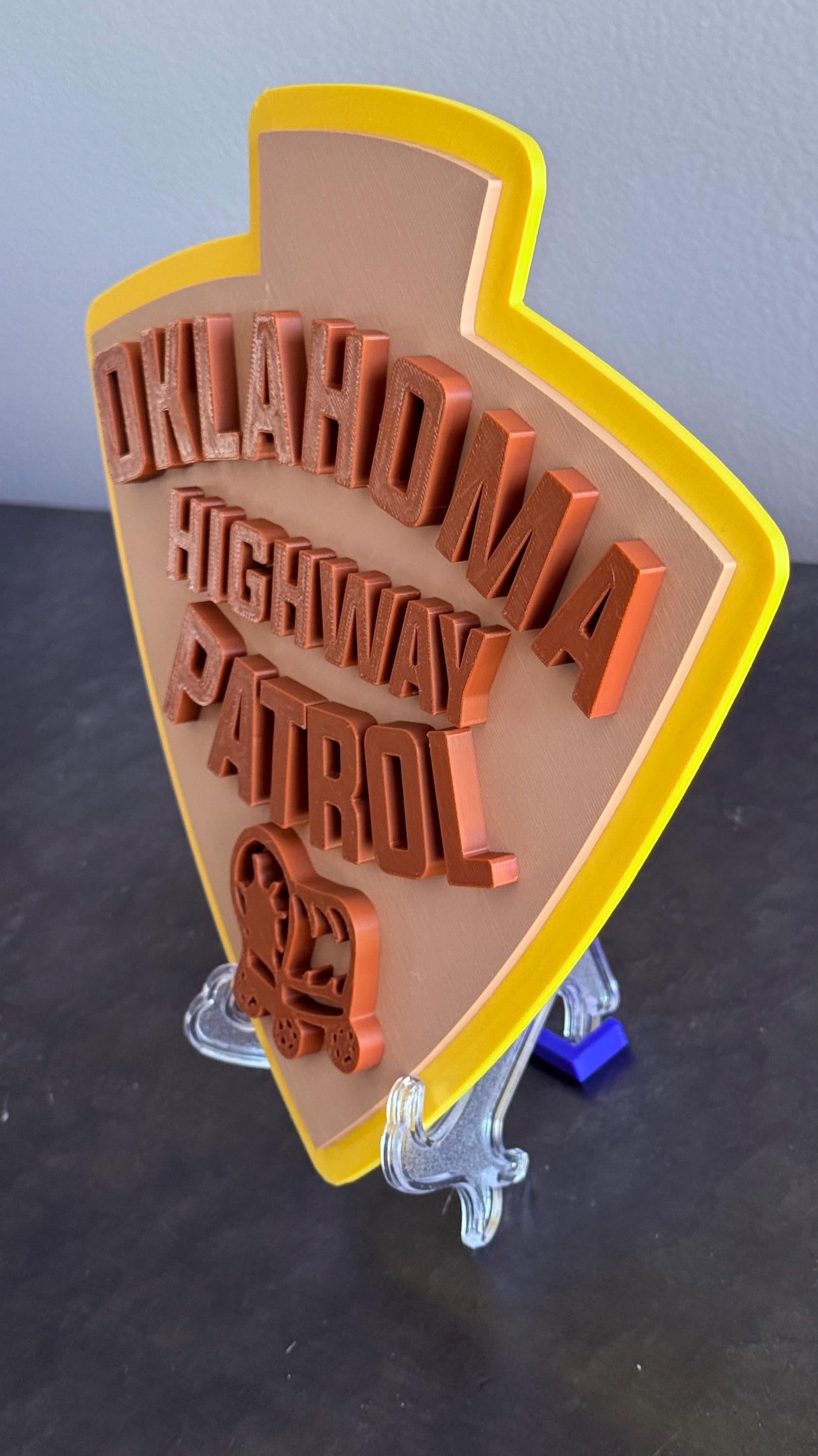 Oklahoma Highway Patrol 3D Embossed Plaque: First Responder Wall Art