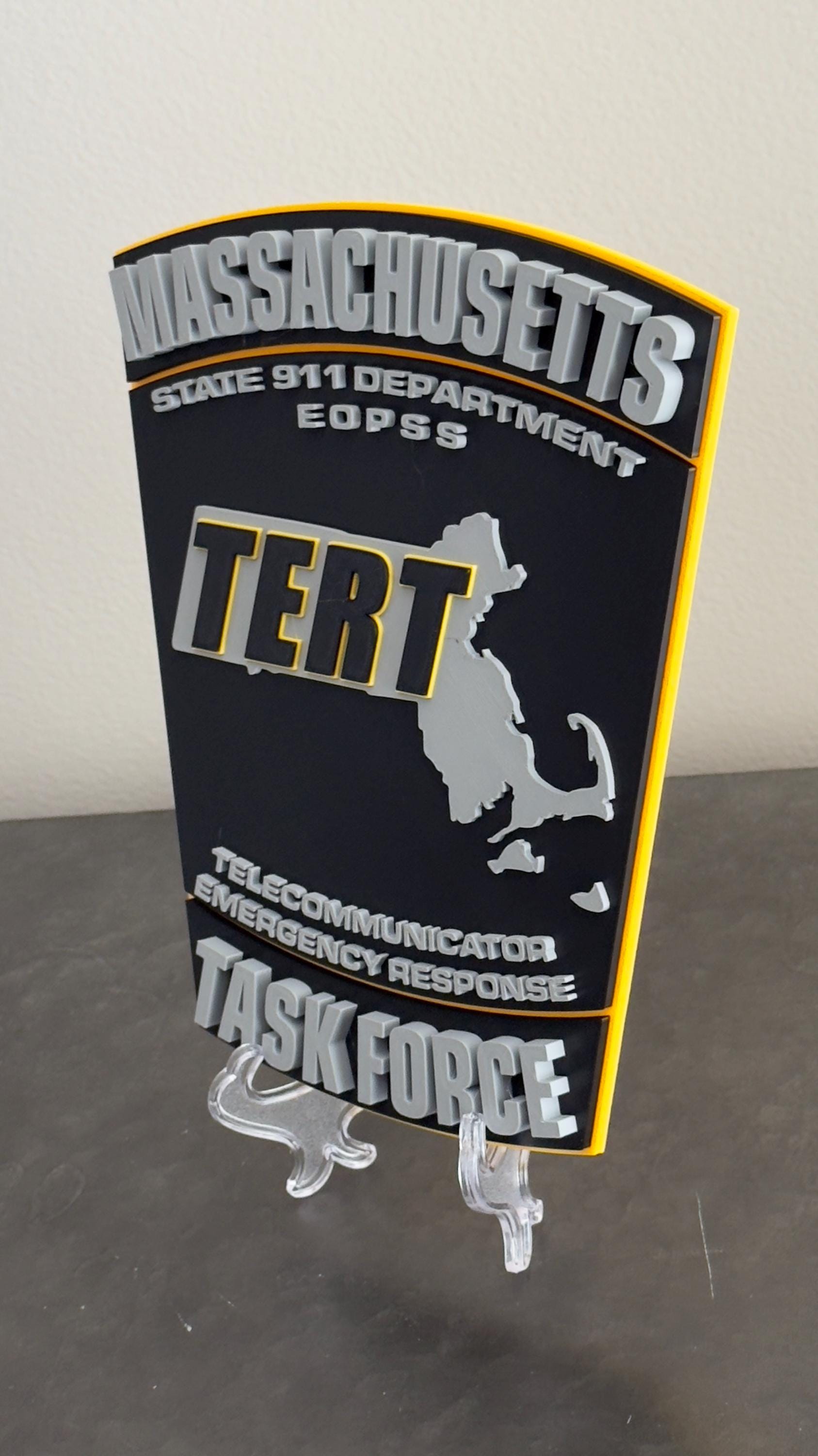 Massachusetts TERT Task Force 3D Embossed Plaque: First Responder Wall Art MA
