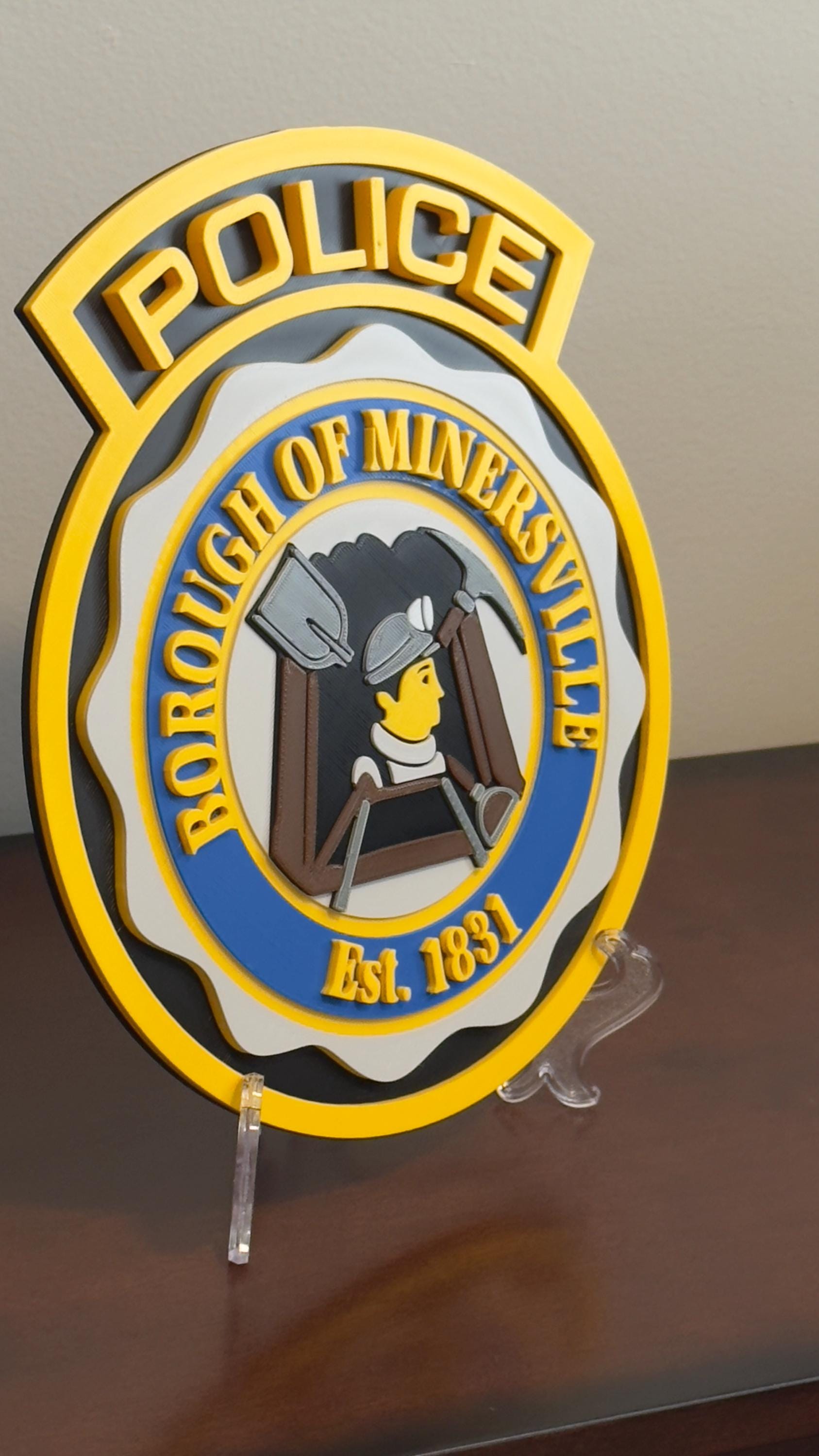 Minersville Police Department 3D Embossed Display Plaque: First Responder Wall Art Pennsylvania