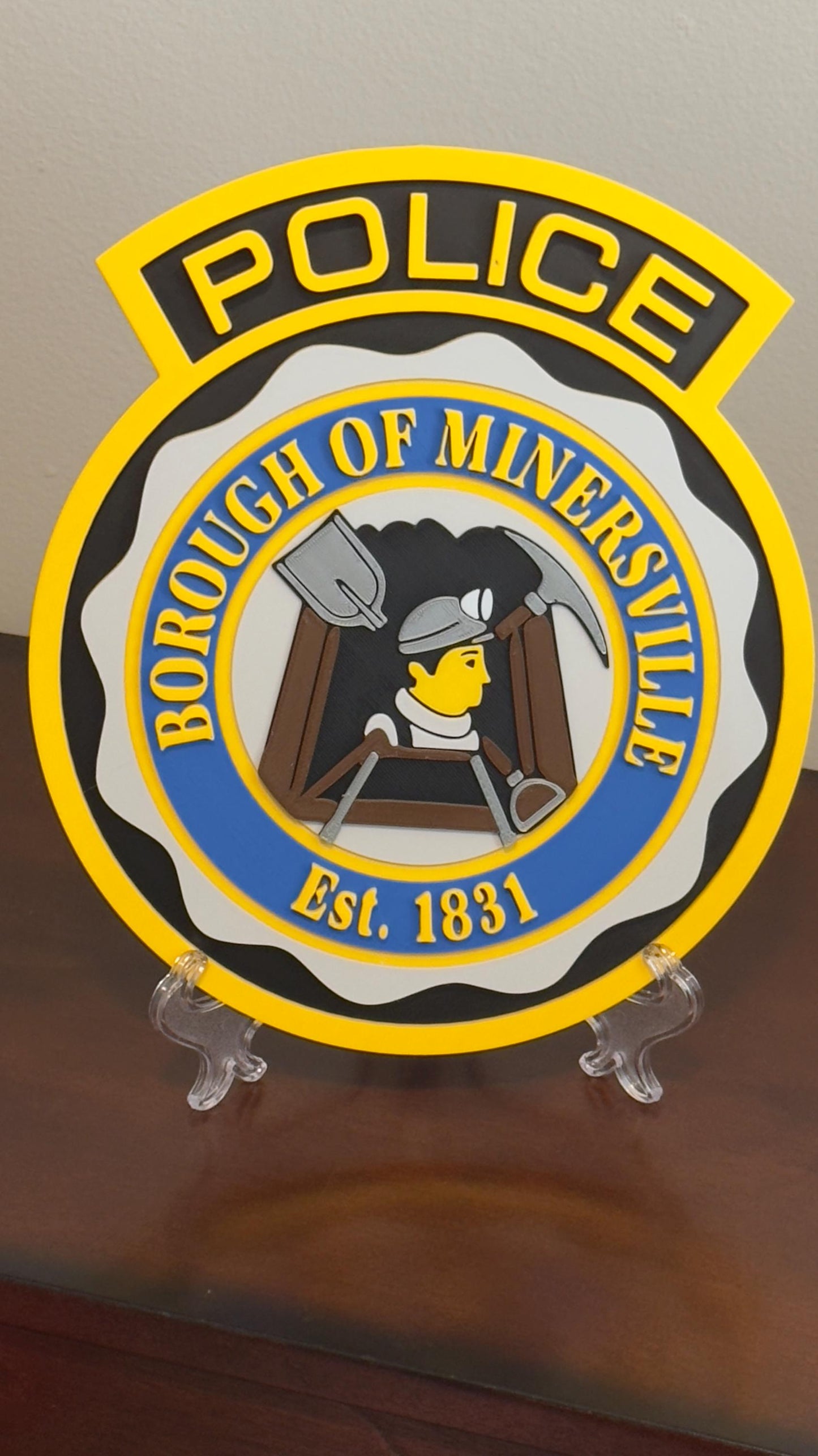 Minersville Police Department 3D Embossed Display Plaque: First Responder Wall Art Pennsylvania