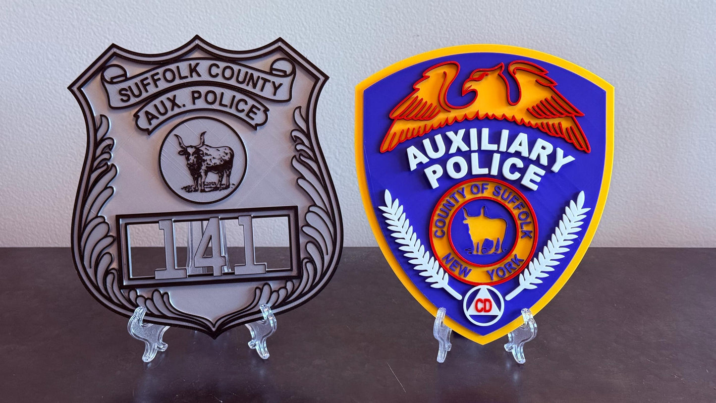 Suffolk County Police Auxiliary 3D Plaque, First Responder Wall Art New York