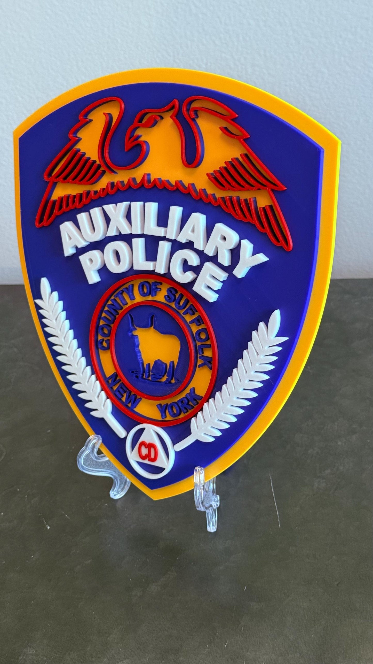 Suffolk County Police Auxiliary 3D Plaque, First Responder Wall Art New York