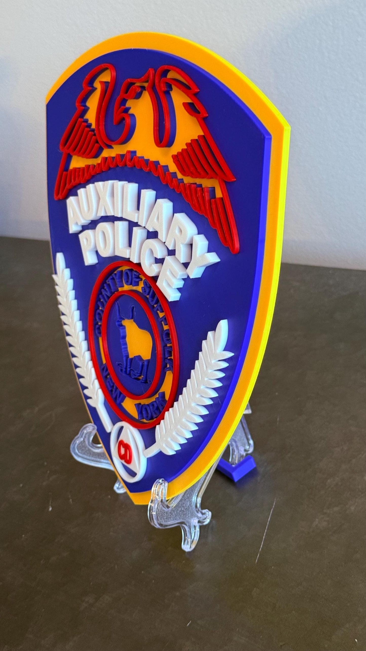 Suffolk County Police Auxiliary 3D Plaque, First Responder Wall Art New York