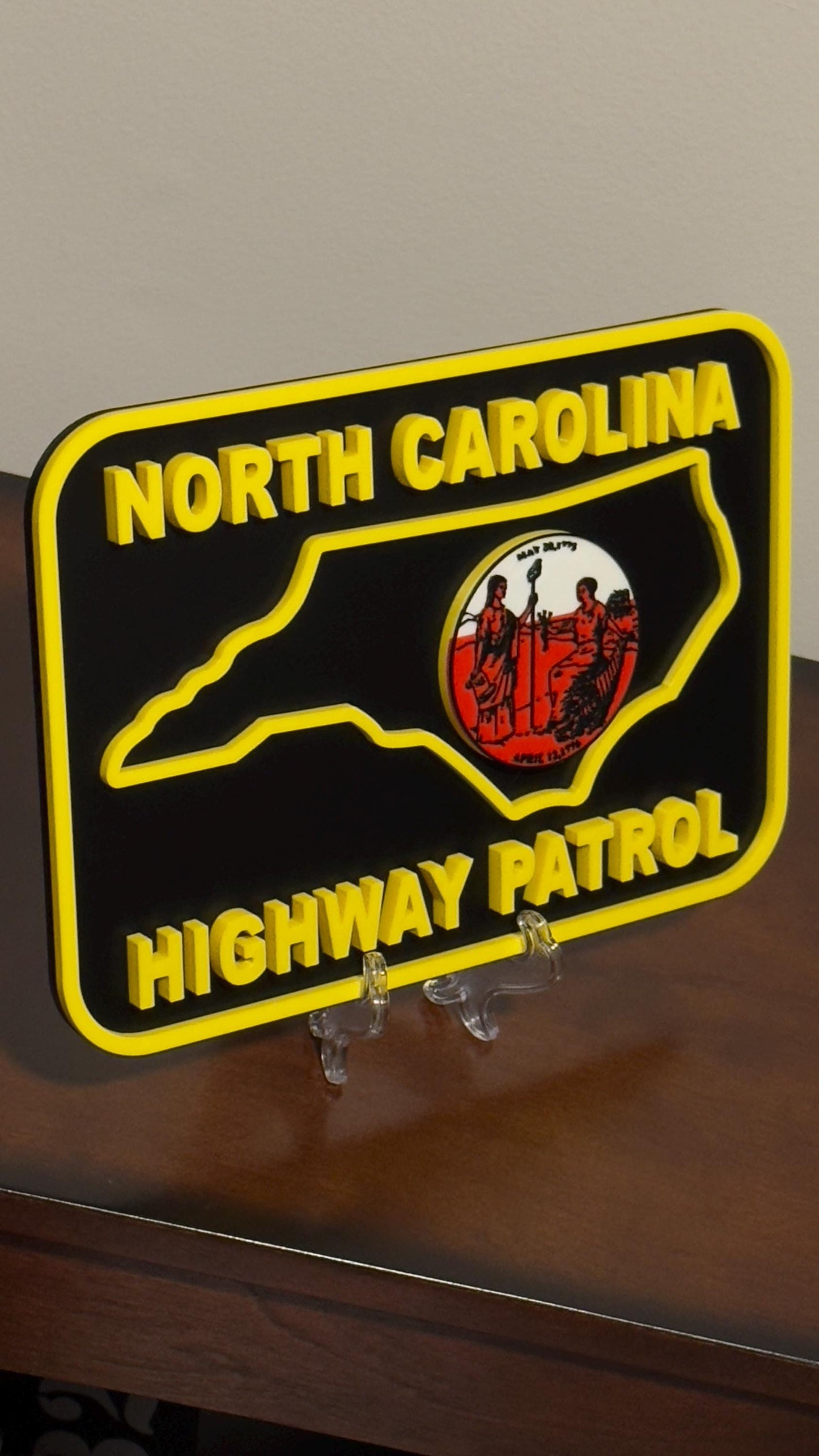 NC Highway Patrol Plaque: Bold 3D Embossed Design - Indoor Wall Decor North Carolina