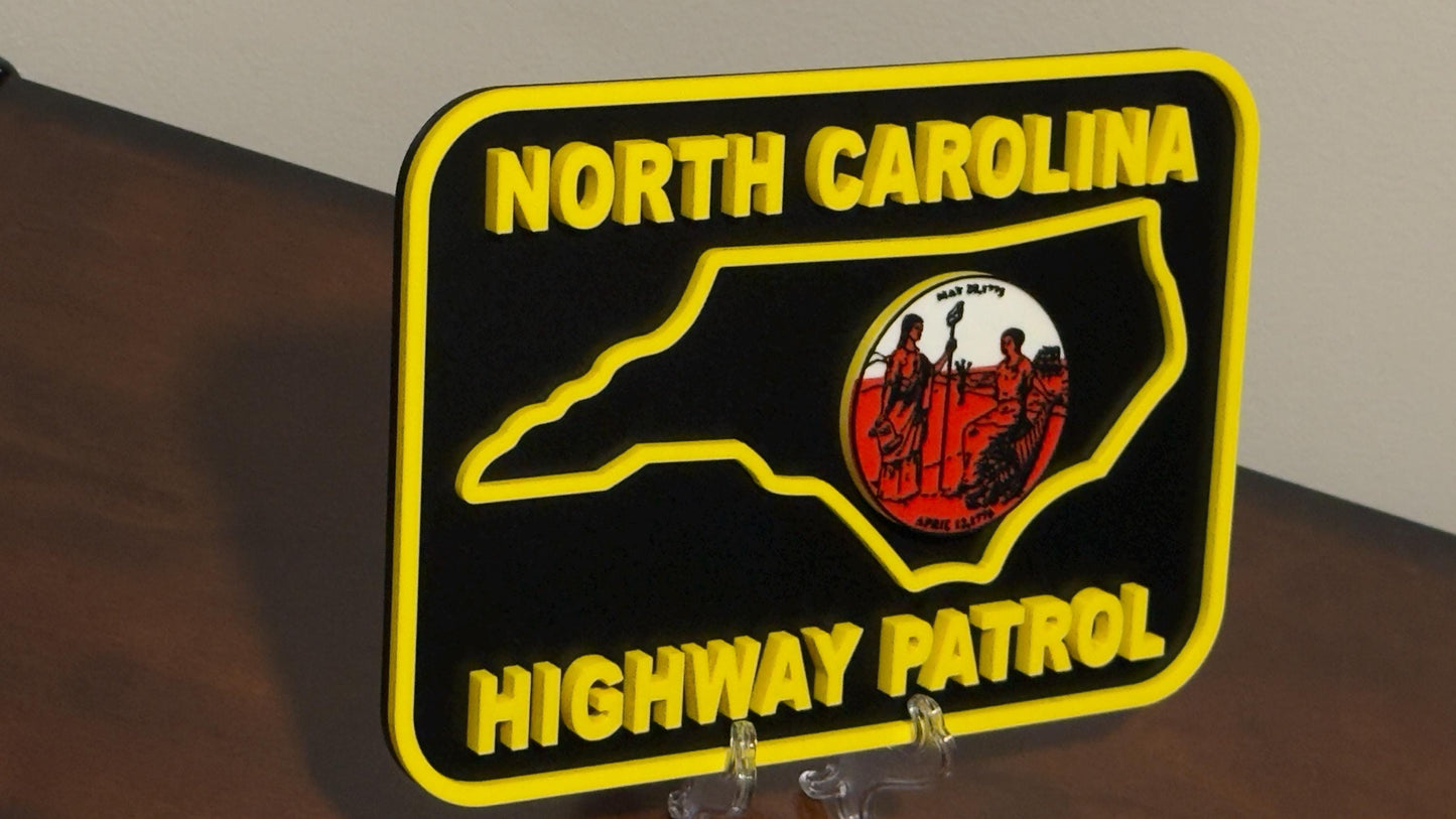 NC Highway Patrol Plaque: Bold 3D Embossed Design - Indoor Wall Decor North Carolina