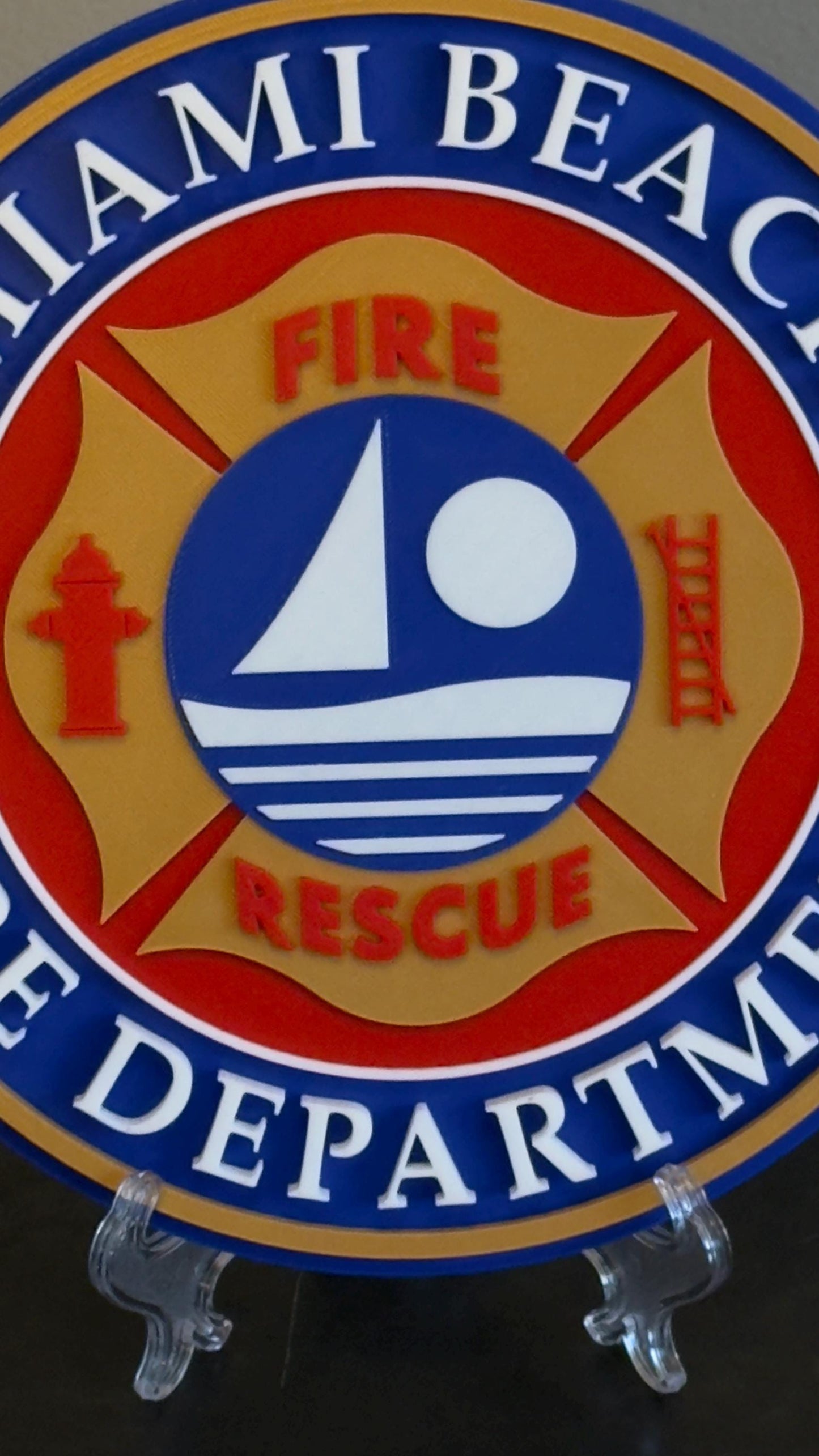 Miami Beach Fire Department 3D Plaque: First Responder Wall Art Florida