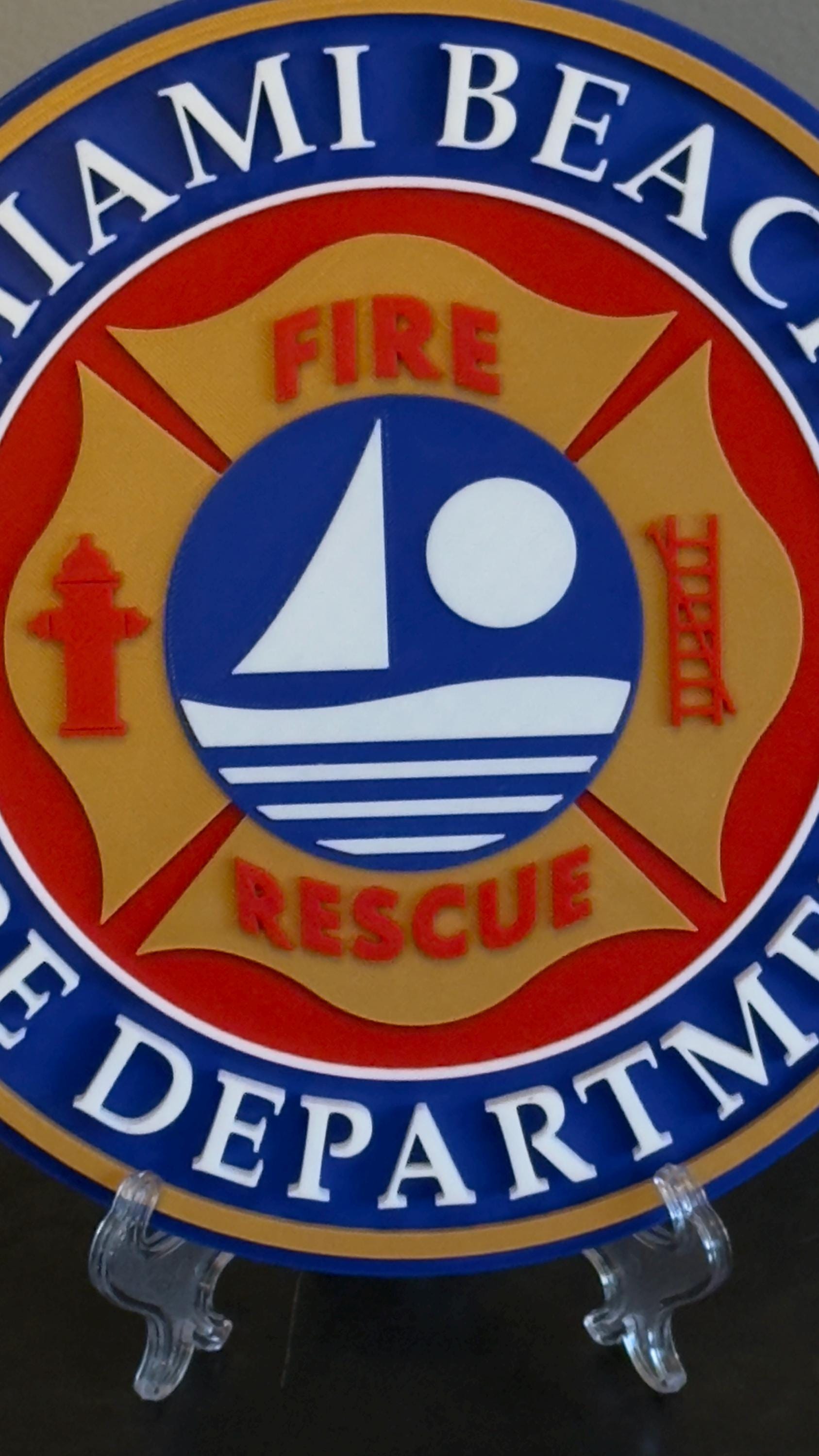 Miami Beach Fire Department 3D Plaque: First Responder Wall Art Florida
