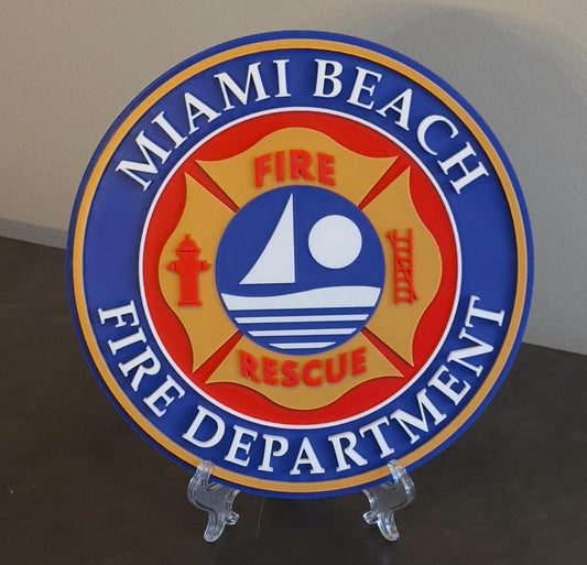 Miami Beach Fire Department 3D Plaque: First Responder Wall Art Florida