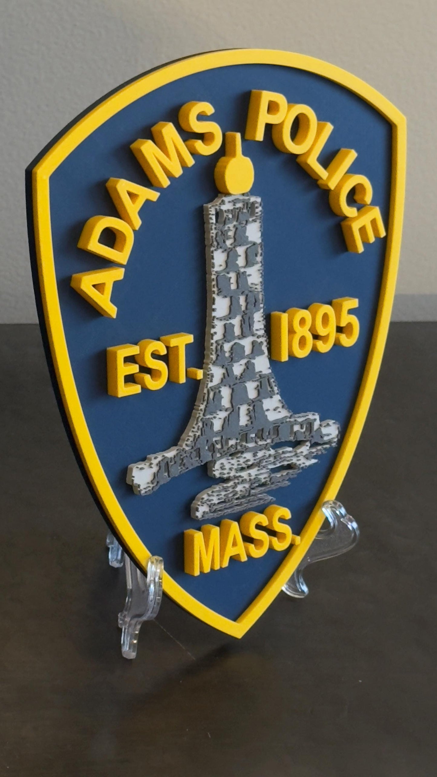 Police Department Plaque: Adams MA 3D Embossed - Wall Display Massachusetts