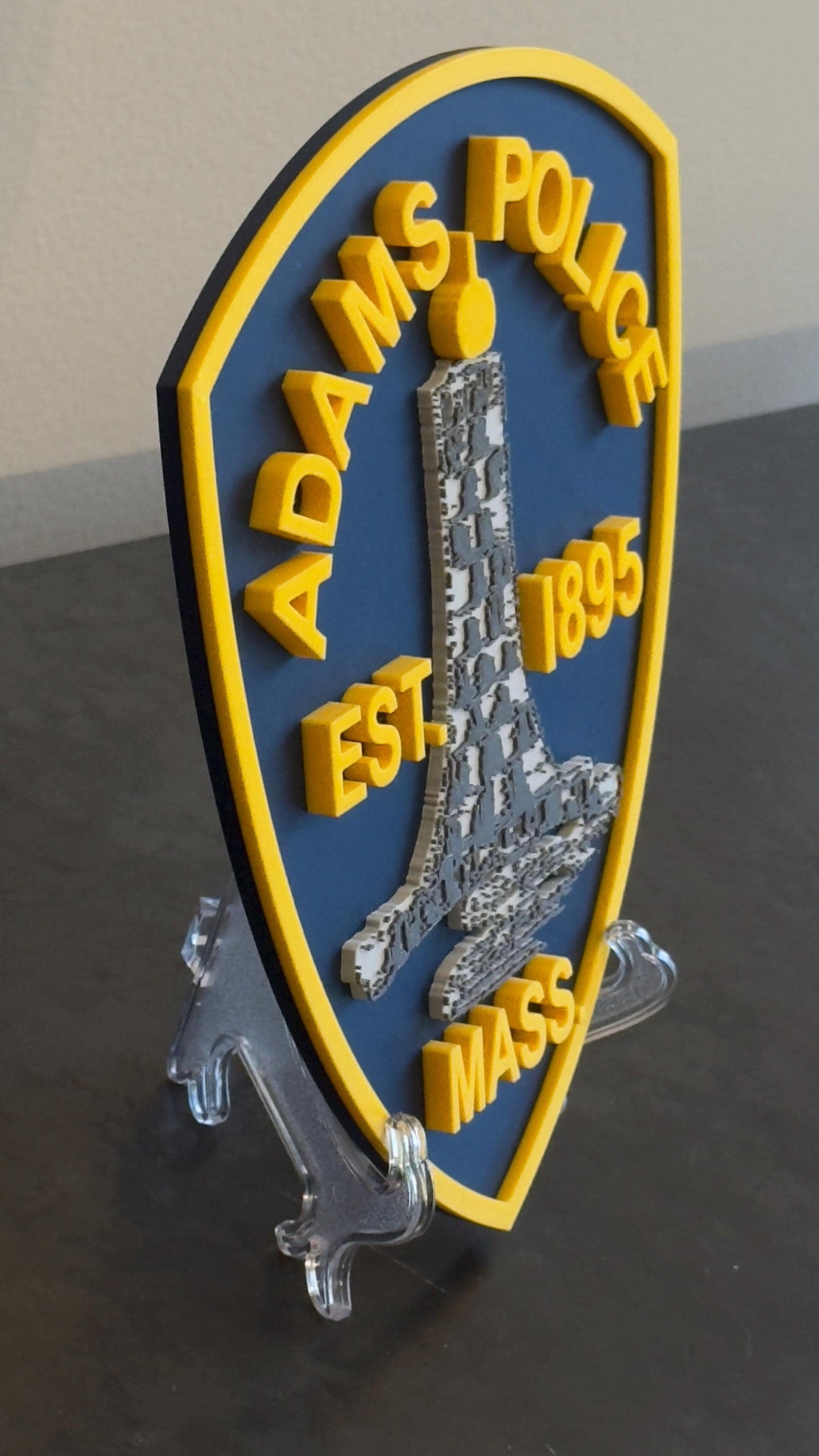 Police Department Plaque: Adams MA 3D Embossed - Wall Display Massachusetts